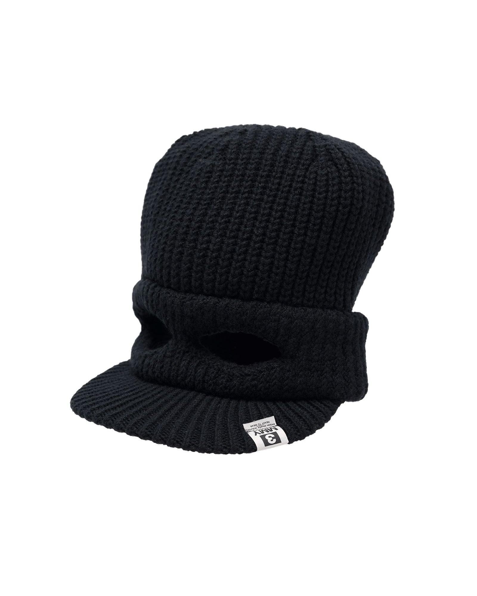 MASKED VISOR KNIT CAP / BLACK