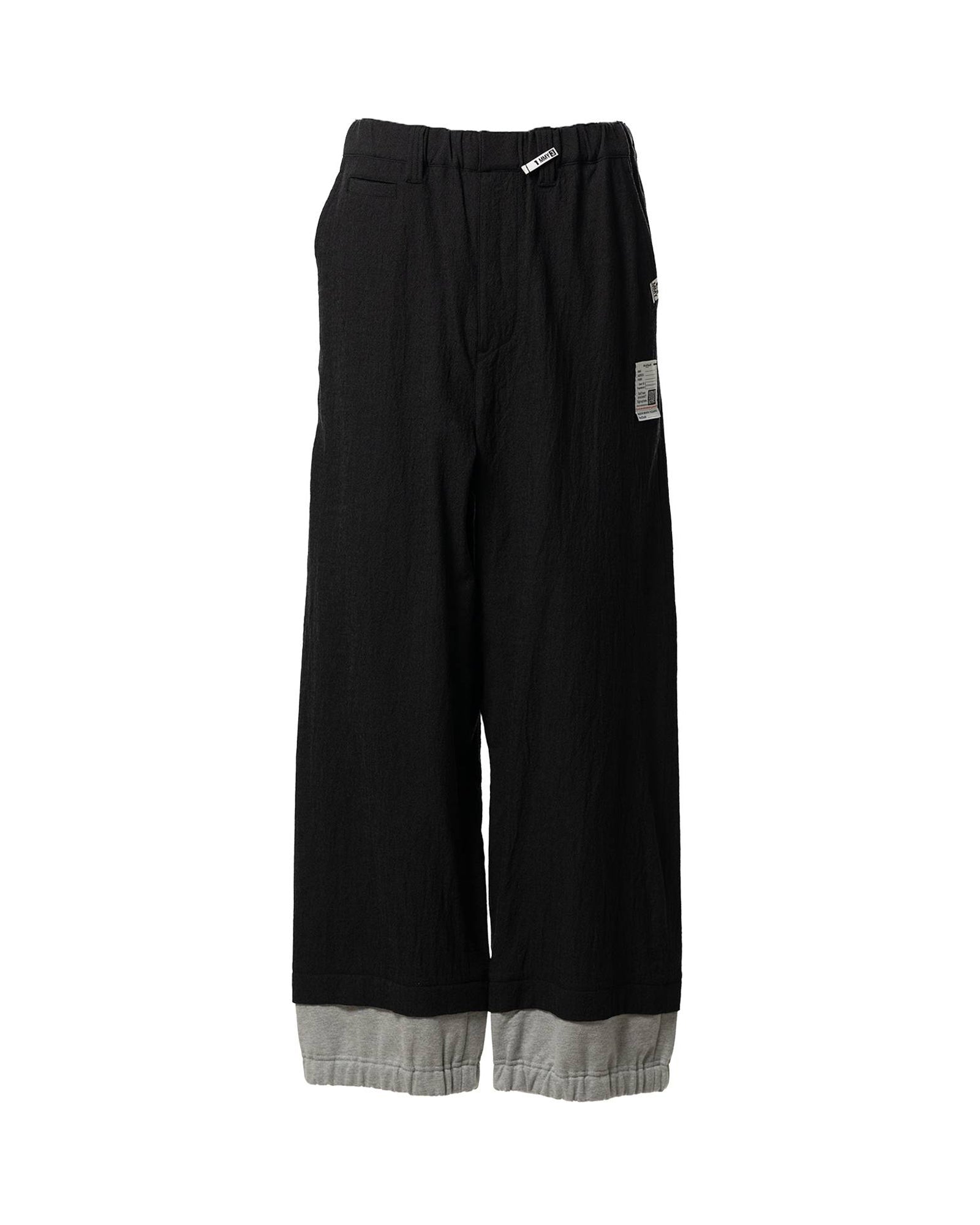 MIX LAYERED WOOL PANTS / BLACK