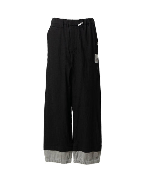 MIHARA YASUHIRO (ミハラヤスヒロ) MIX LAYERED WOOL PANTS / BLACK