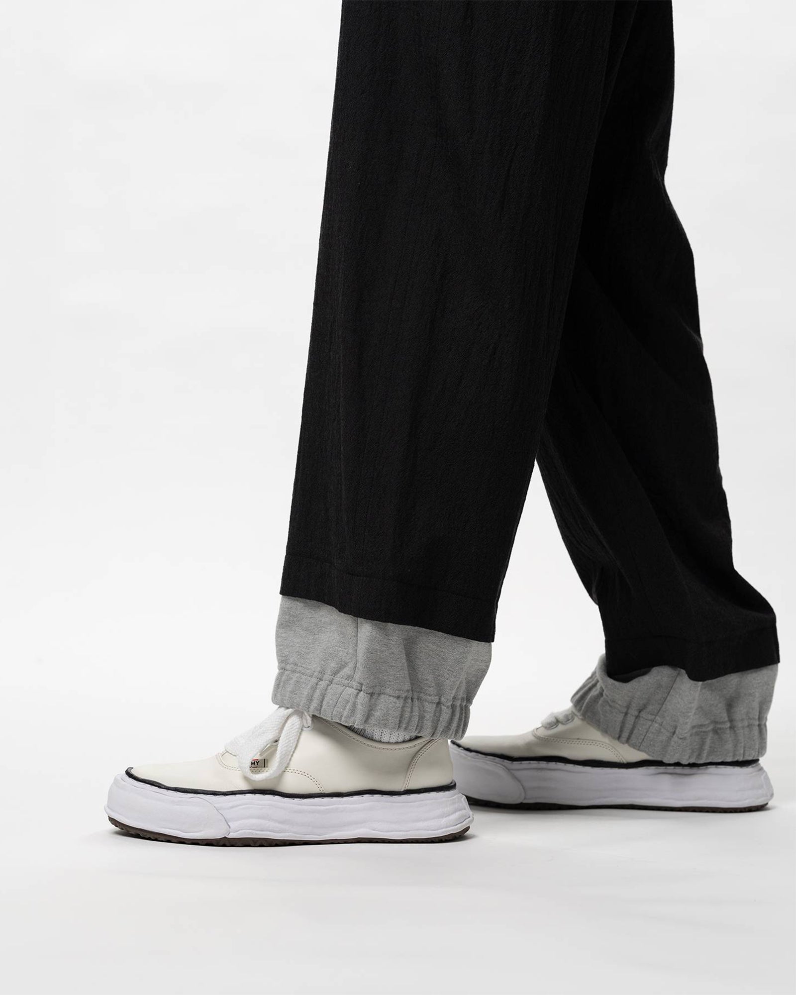 MIHARA YASUHIRO (ミハラヤスヒロ) MIX LAYERED WOOL PANTS / BLACK