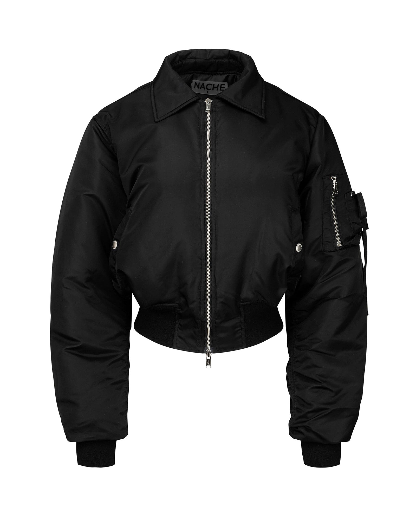 NACHE・ナチェ - ナイロンジャケット CROPPED BOMBER JACKET / BLACK