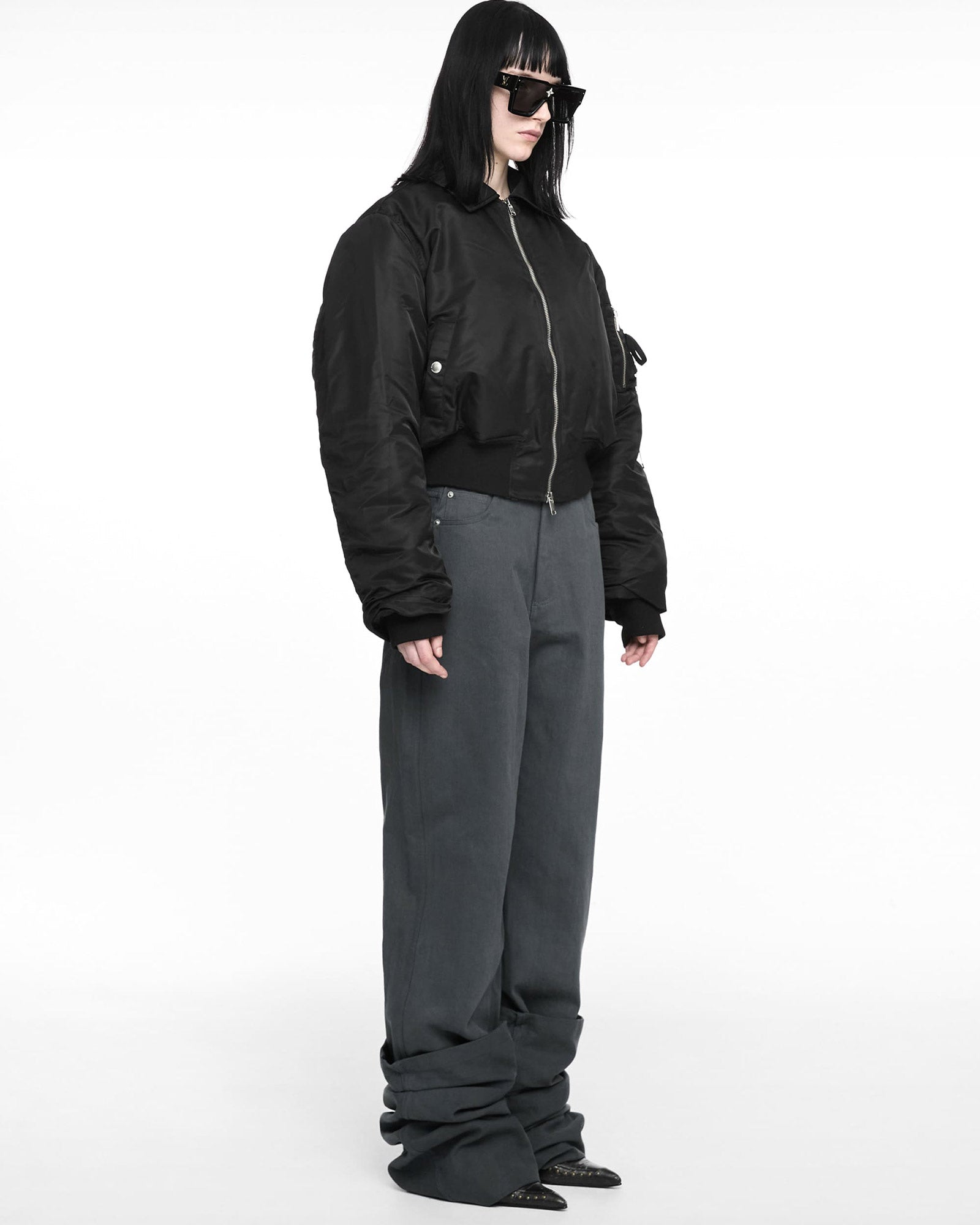 NACHE・ナチェ - ナイロンジャケット CROPPED BOMBER JACKET / BLACK