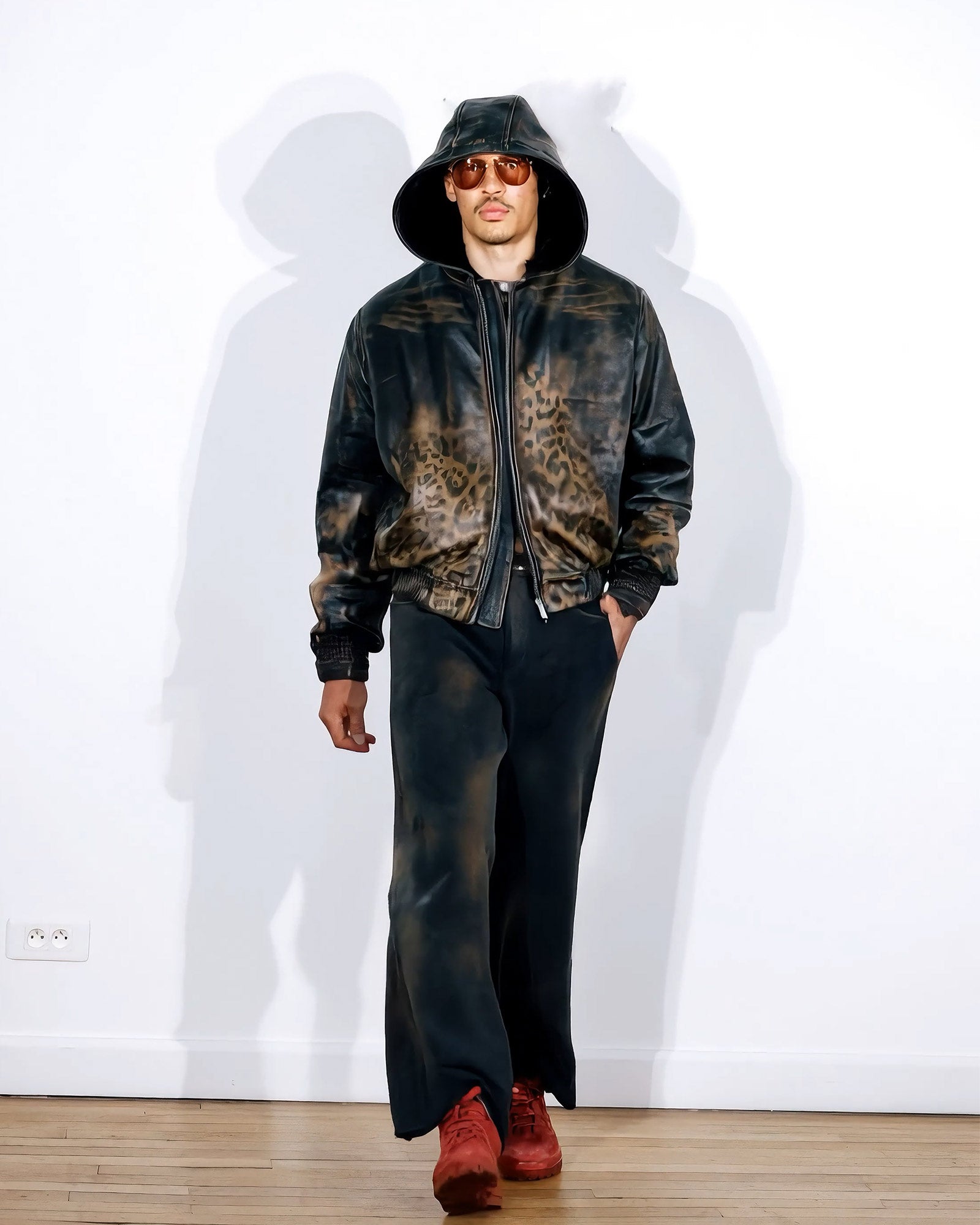 424・フォートゥーフォー - ジャケット NEW 424 BOMBER / BLACK & CHEETAH