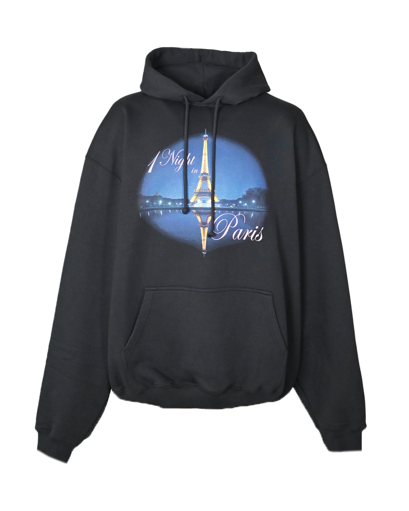 VETEMENTS・ヴェトモン - パーカー・フーディ NIGHT IN PARIS OVERSIZED HOODIE / WASHED BLACK