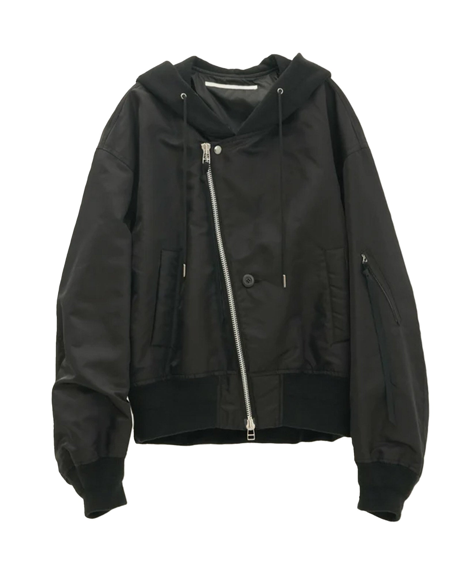Tamme・タム - ナイロンジャケット NOTCHED LAPEL HOOD MA-1 / BLACK