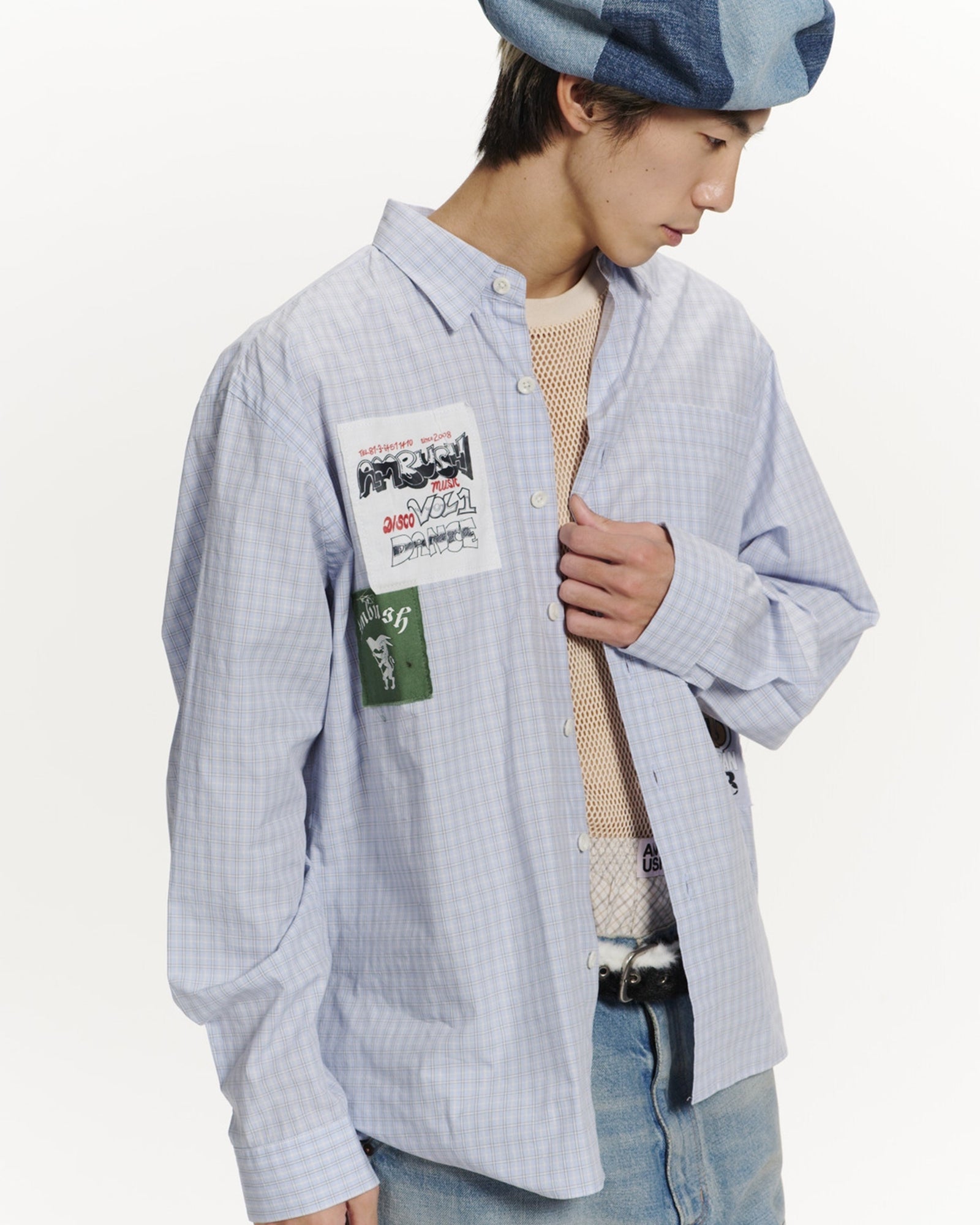 AMBUSH・アンブッシュ - L/S Tシャツ PATCH CHECK L/S SHIRT / L.BLUE