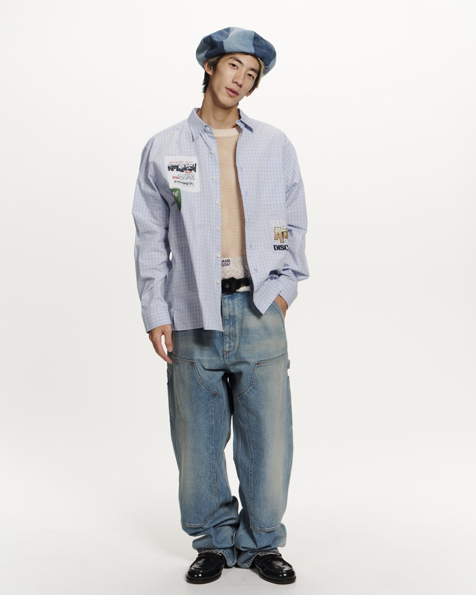 AMBUSH・アンブッシュ - L/S Tシャツ PATCH CHECK L/S SHIRT / L.BLUE