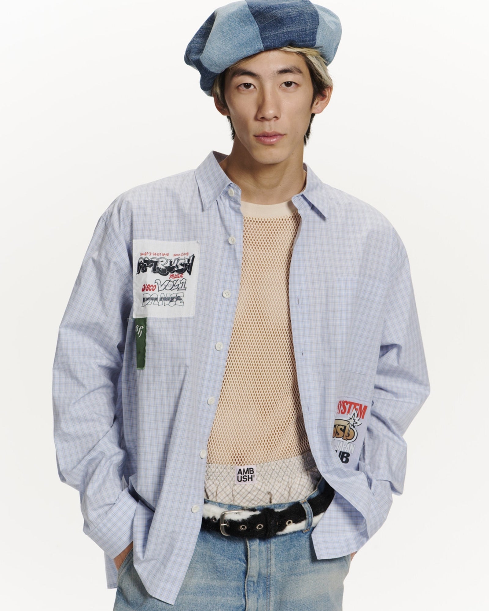 AMBUSH・アンブッシュ - L/S Tシャツ PATCH CHECK L/S SHIRT / L.BLUE