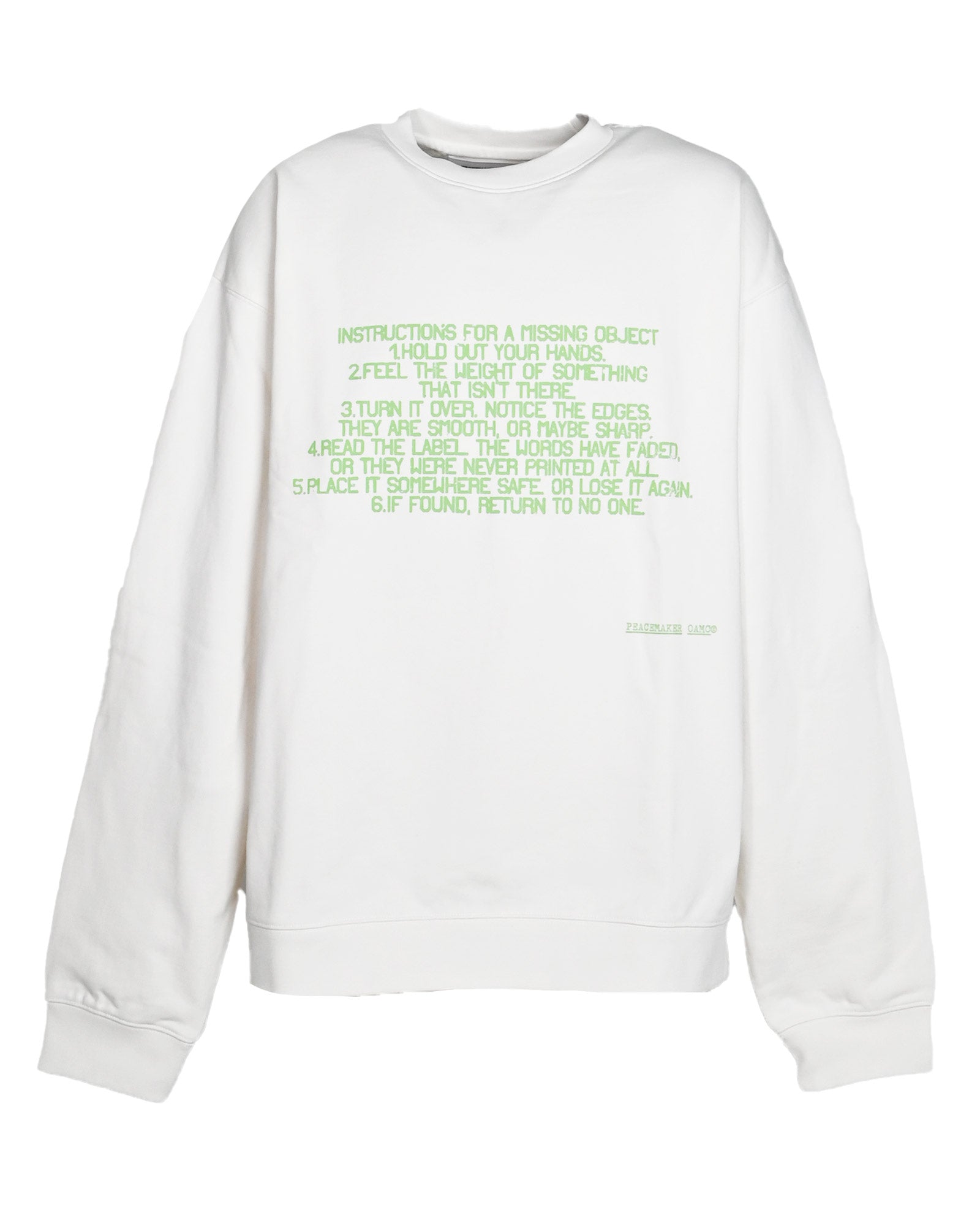 PEACEMAKER OAMC・オーエーエムシー - スウェット CREWNECK STENCIL PRINT/ WHITE