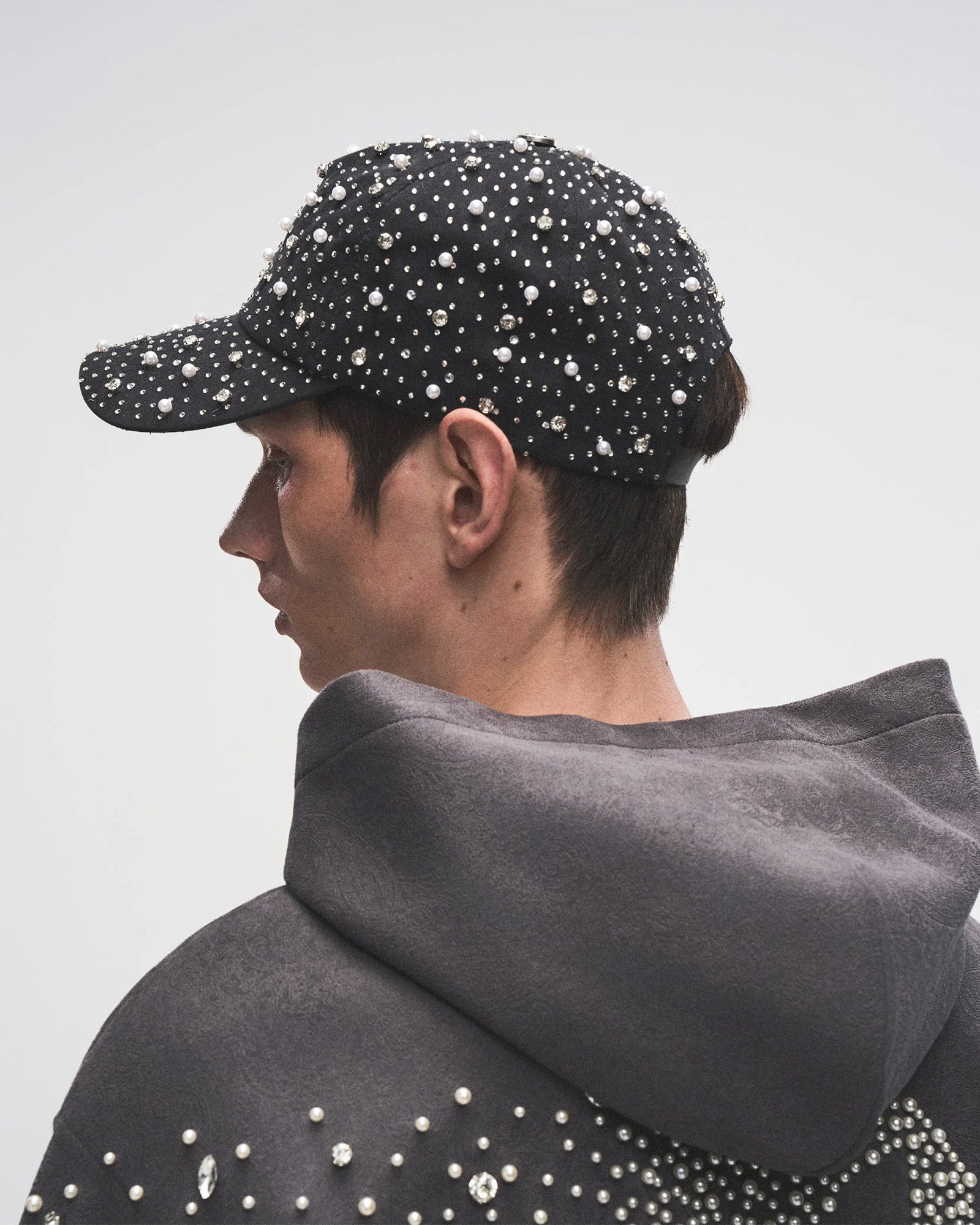 BIRTH OF ROYAL CHILD・バース・オブ・ロイヤル・チャイルド - キャップ PEARL & RHINESTONE BASEBALL CAP / BLACK