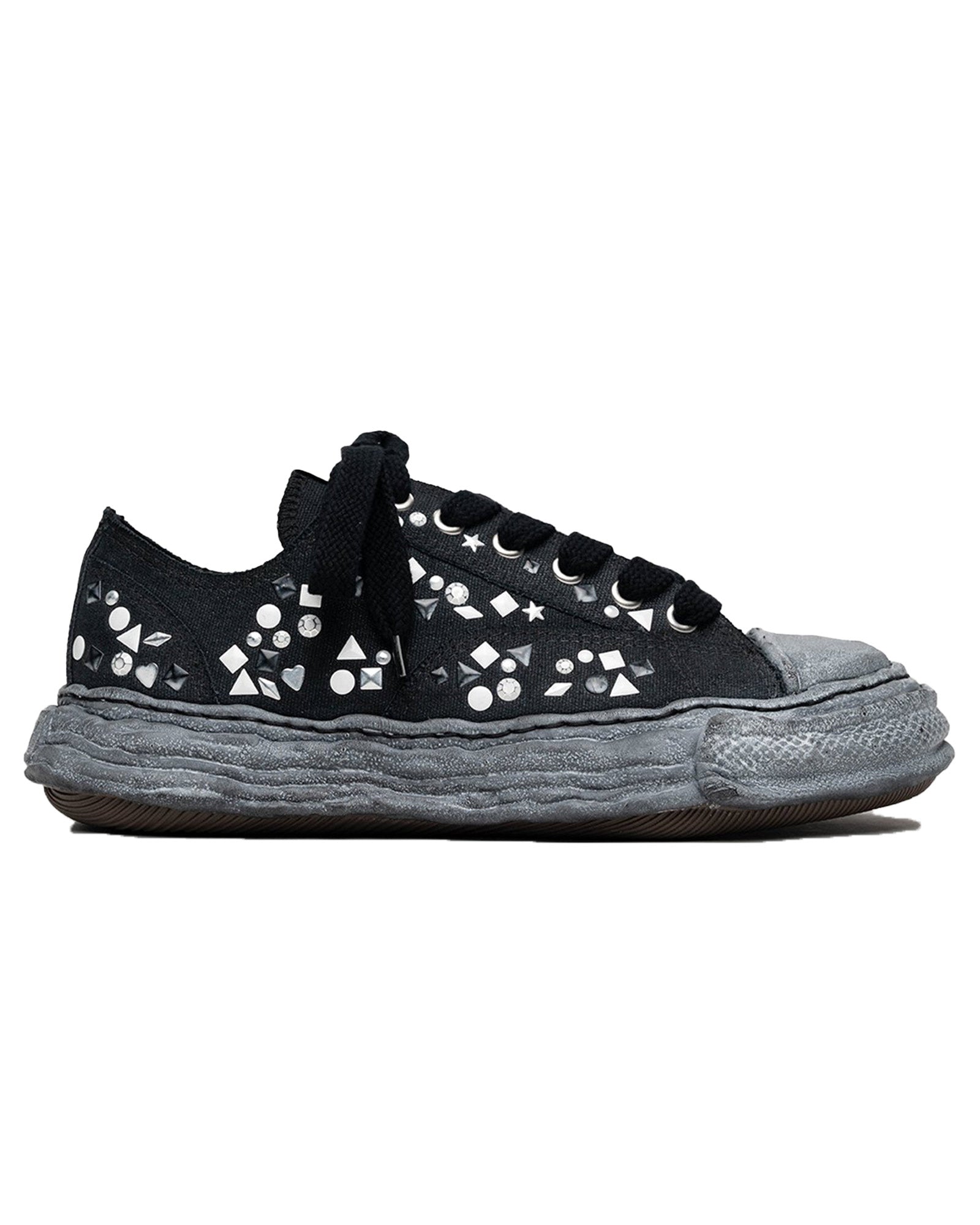 PETERSON23 / ORIGINAL SOLE EMBELLISHED CANVAS LOW-TOP SNEAKER / BLK/BLK