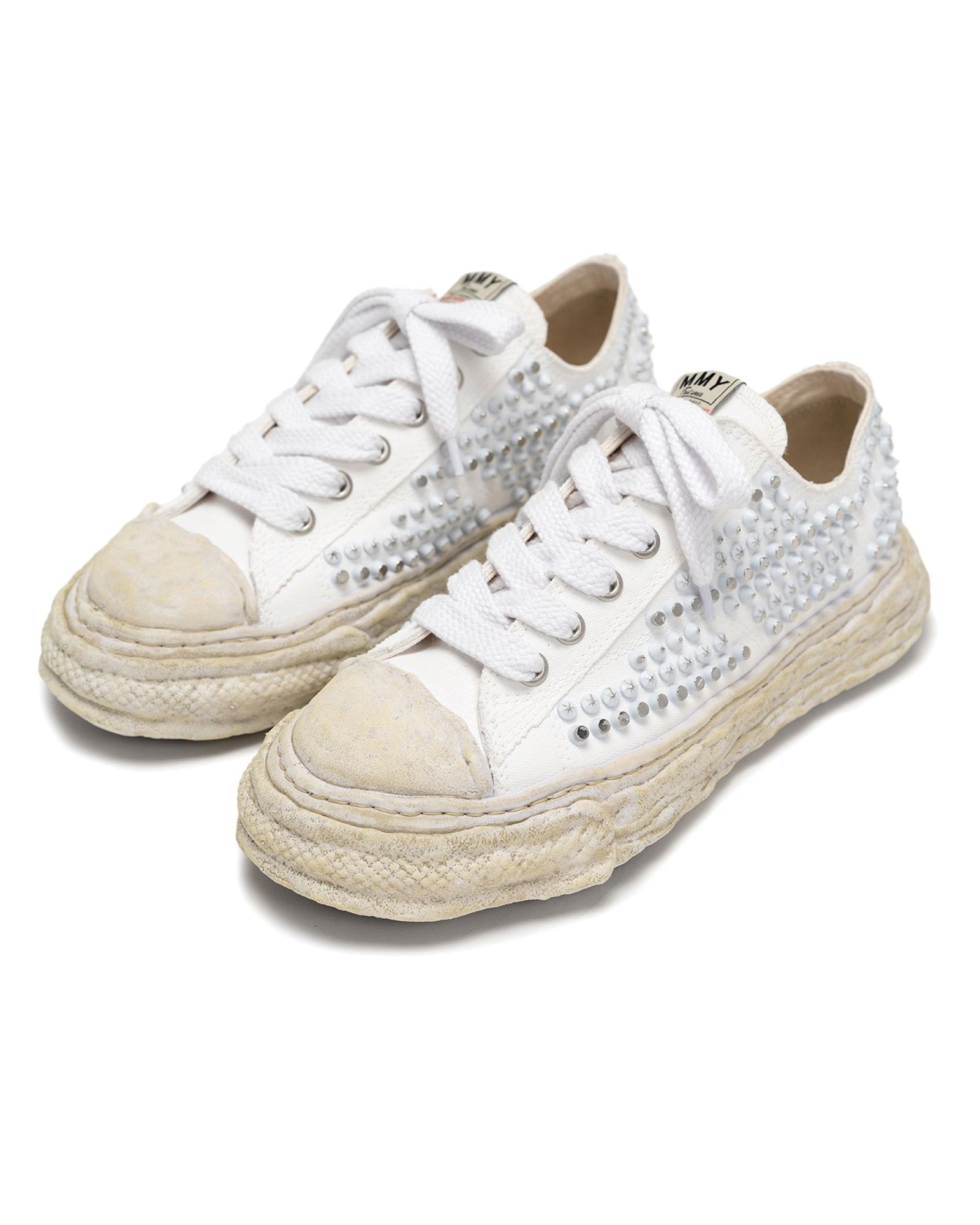 MIHARA YASUHIRO・Yasuhiro Mihara -  PETERSON 23 ORIGINAL SOLE STUDDED PAINT CANVAS LOW-TOP SNEAKER / WHITE