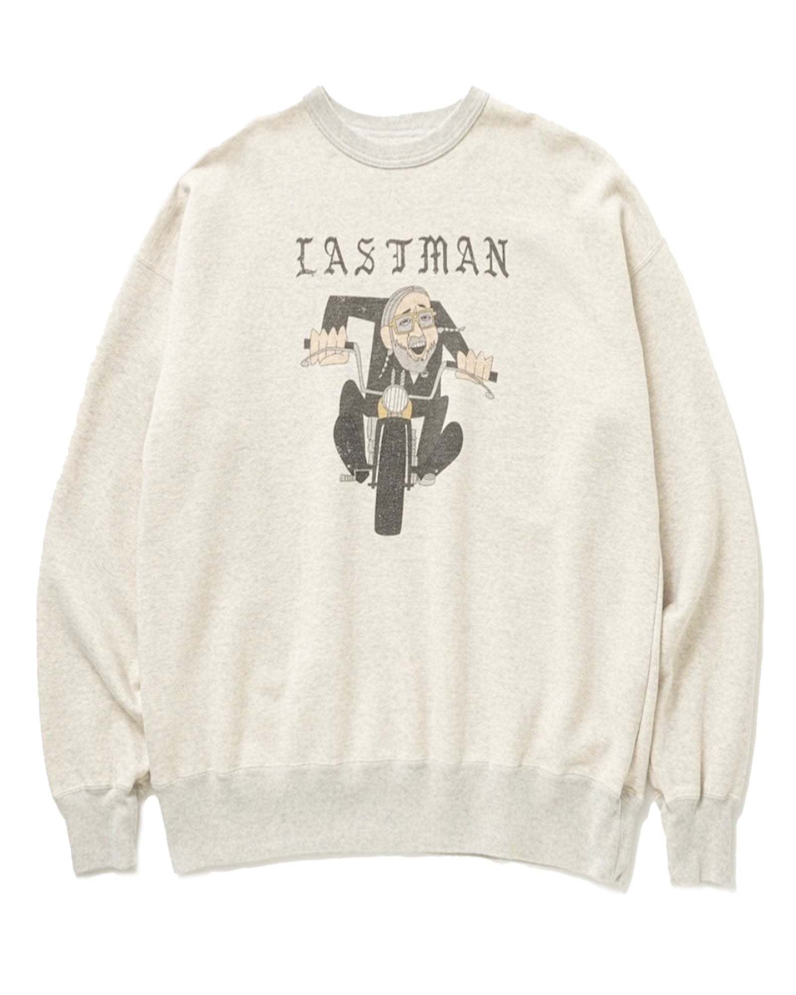 LASTMAN・ラストマン -  PRINTED CREW NECK "EASY RIDER” / OATMEAL