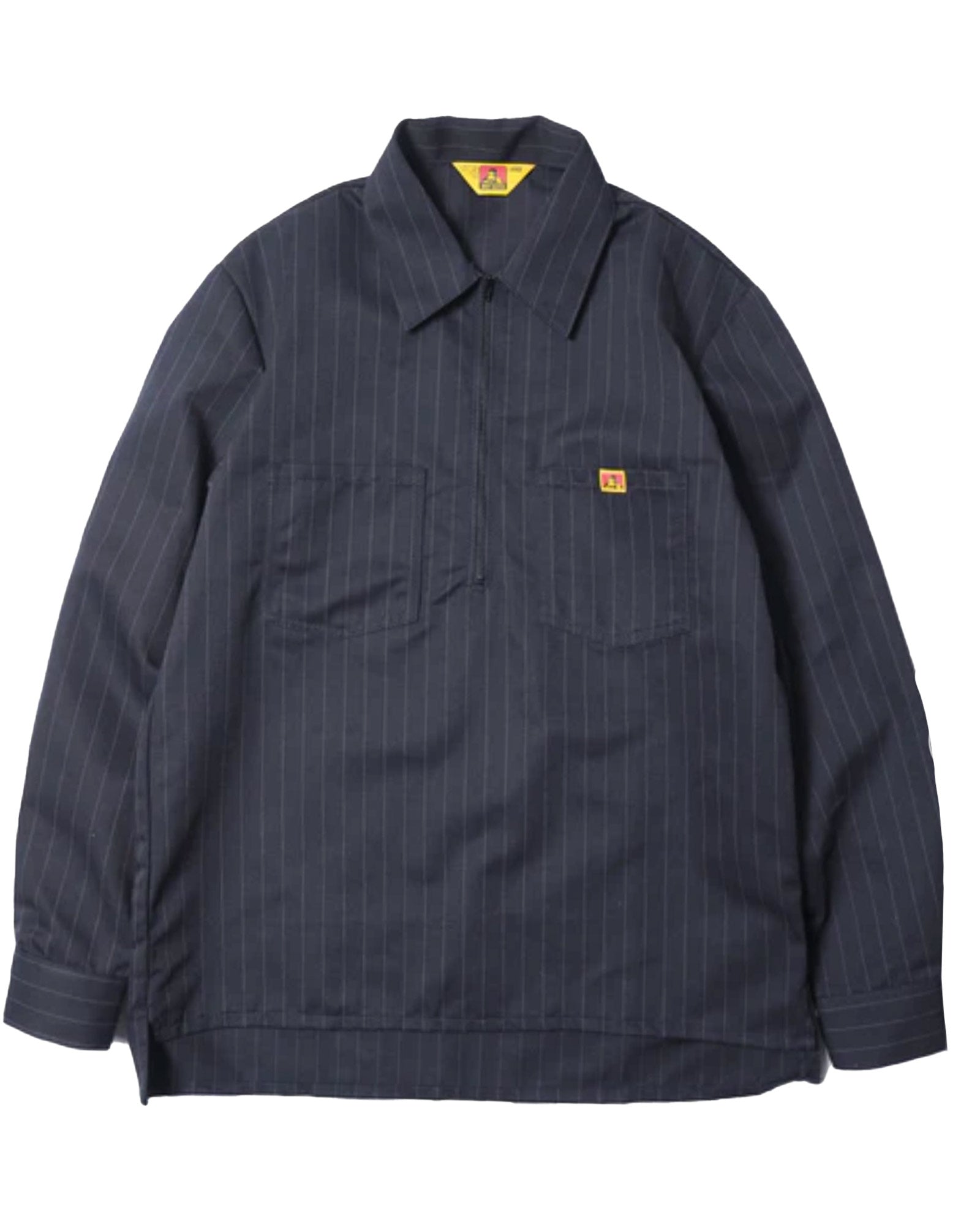 BEN DAVIS・ベンデイビス - シャツ PINSTRIPE HALF ZIP SHIRT / BLACK