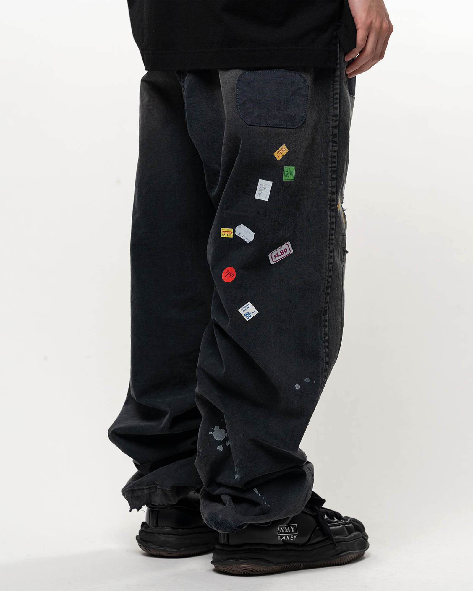 MIHARA YASUHIRO・ミハラヤスヒロ - デニムパンツ PRICE STICKER REPAIRED PANTS / BLACK