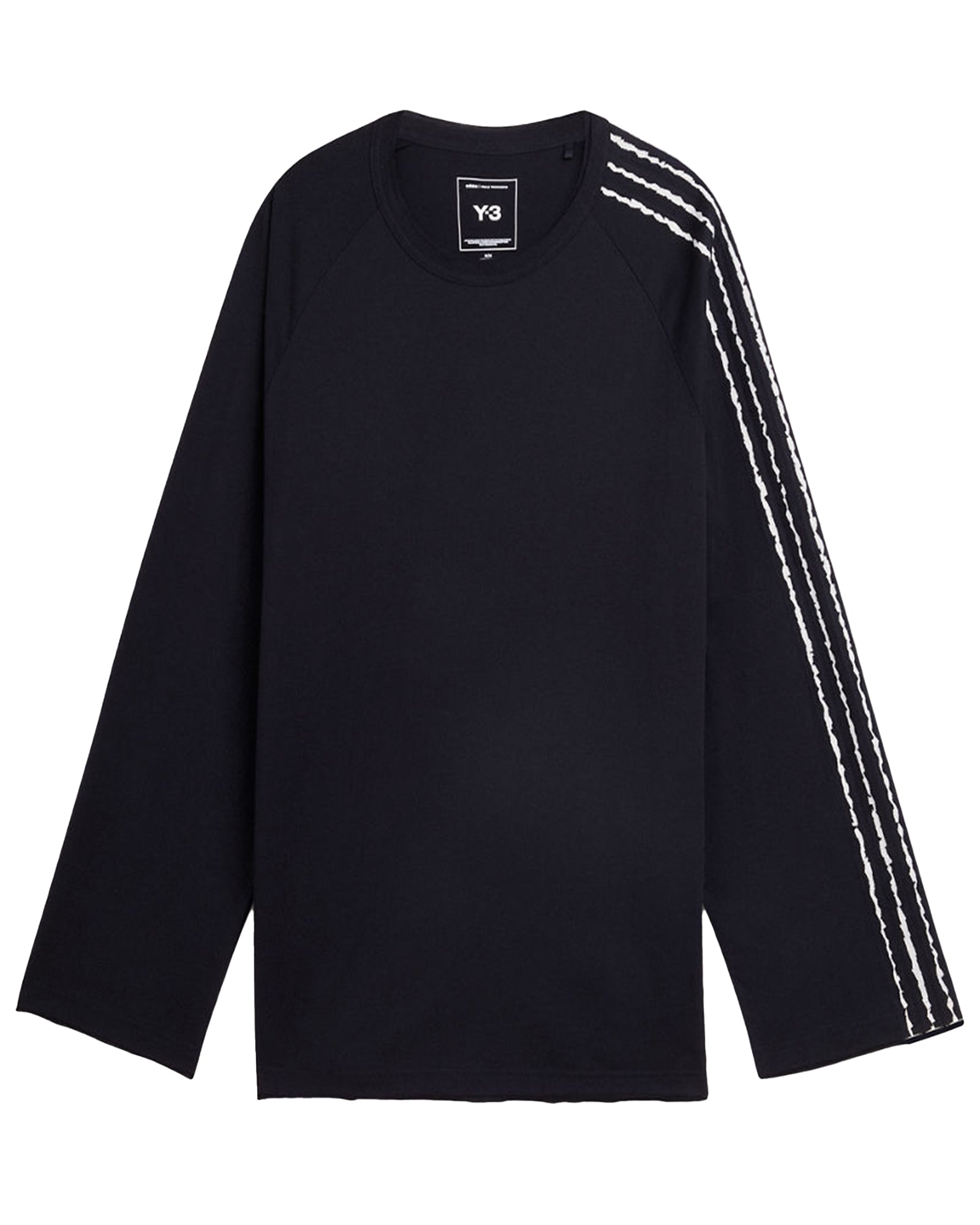 RAW EDGE 3 STRIPES LONG SLEEVE TEE / BLACK