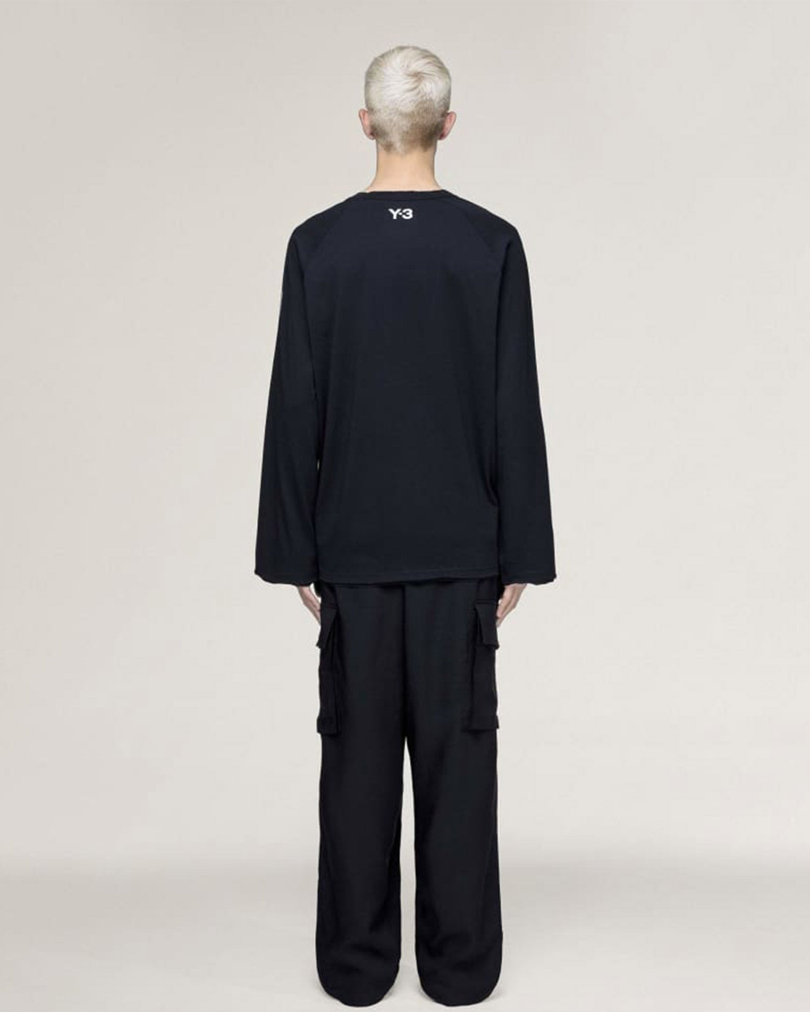 Y-3・ワイスリー - L/S Tシャツ RAW EDGE 3 STRIPES LONG SLEEVE TEE / BLACK