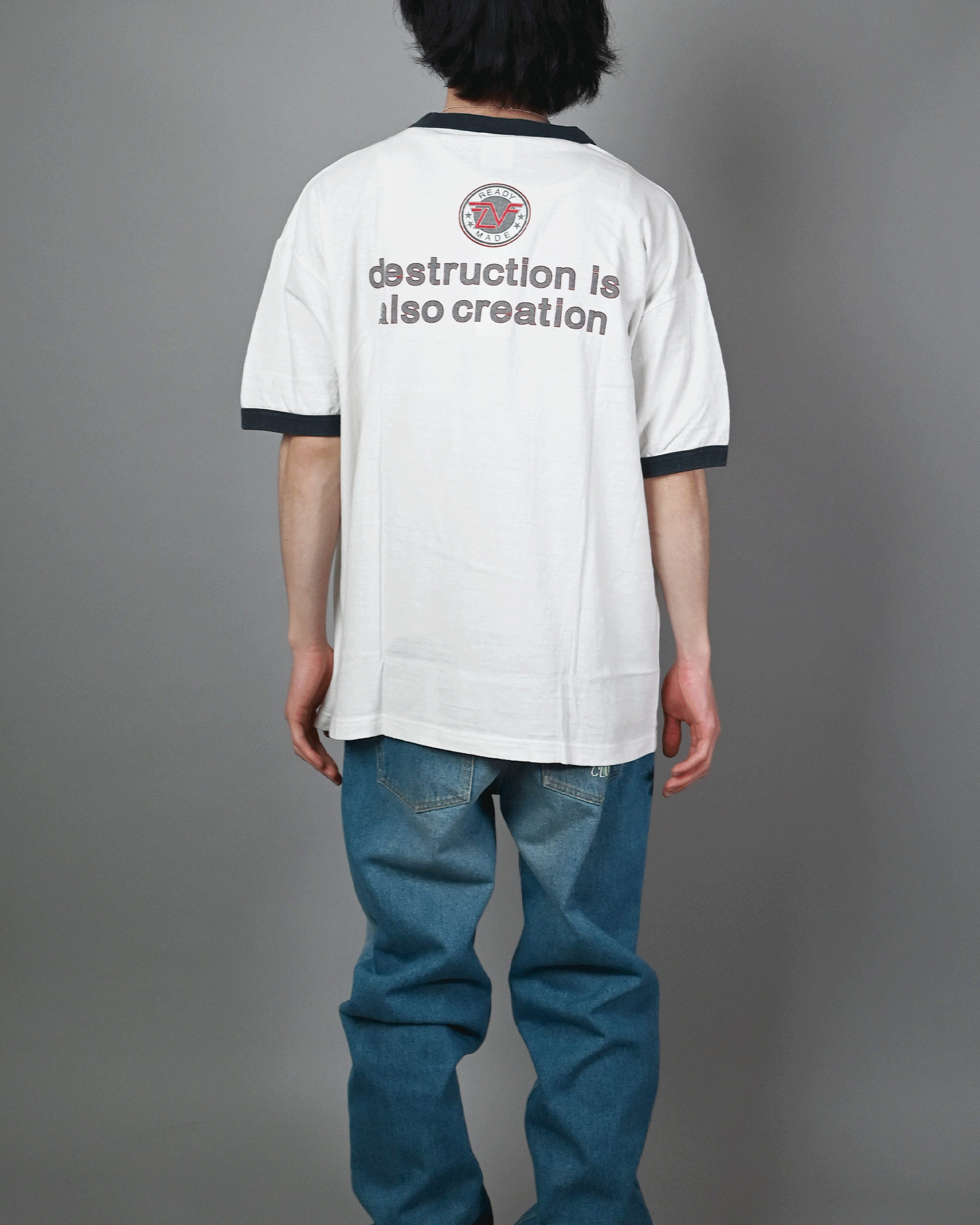 READYMADE Tシャツ READYMADE (レディメイド) SS T-SHIRT RINGER / WHITE | Detail