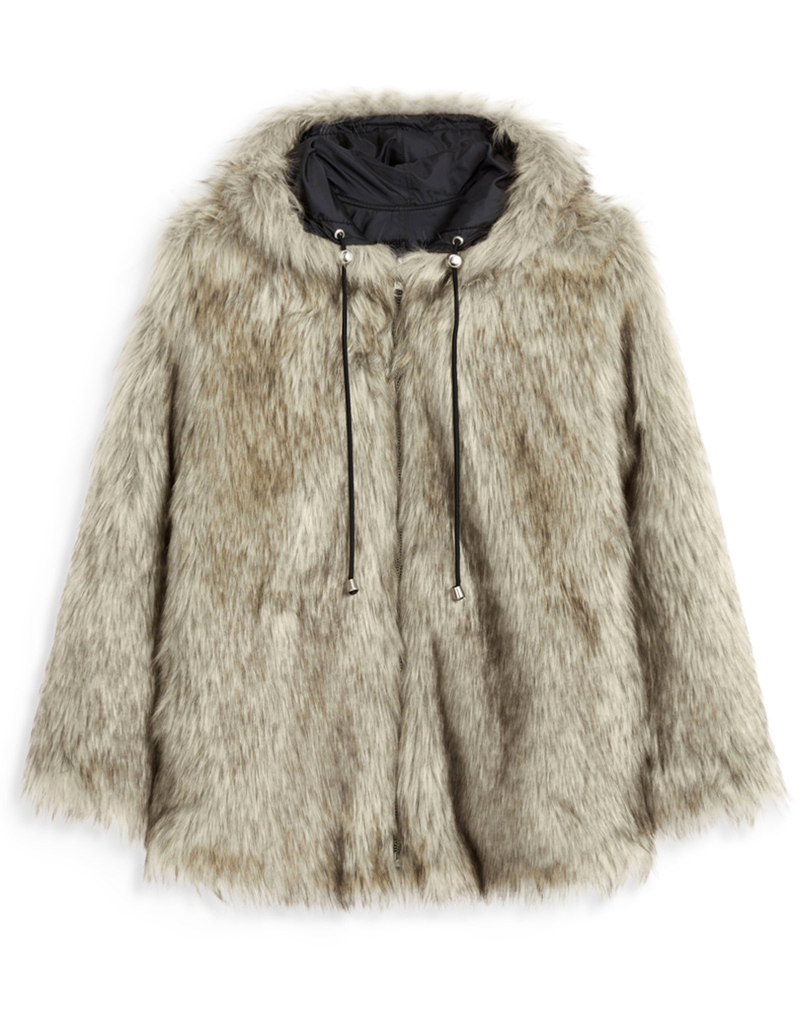 REVERSIBLE FAUX FUR HOOD JACKET / BEIGE