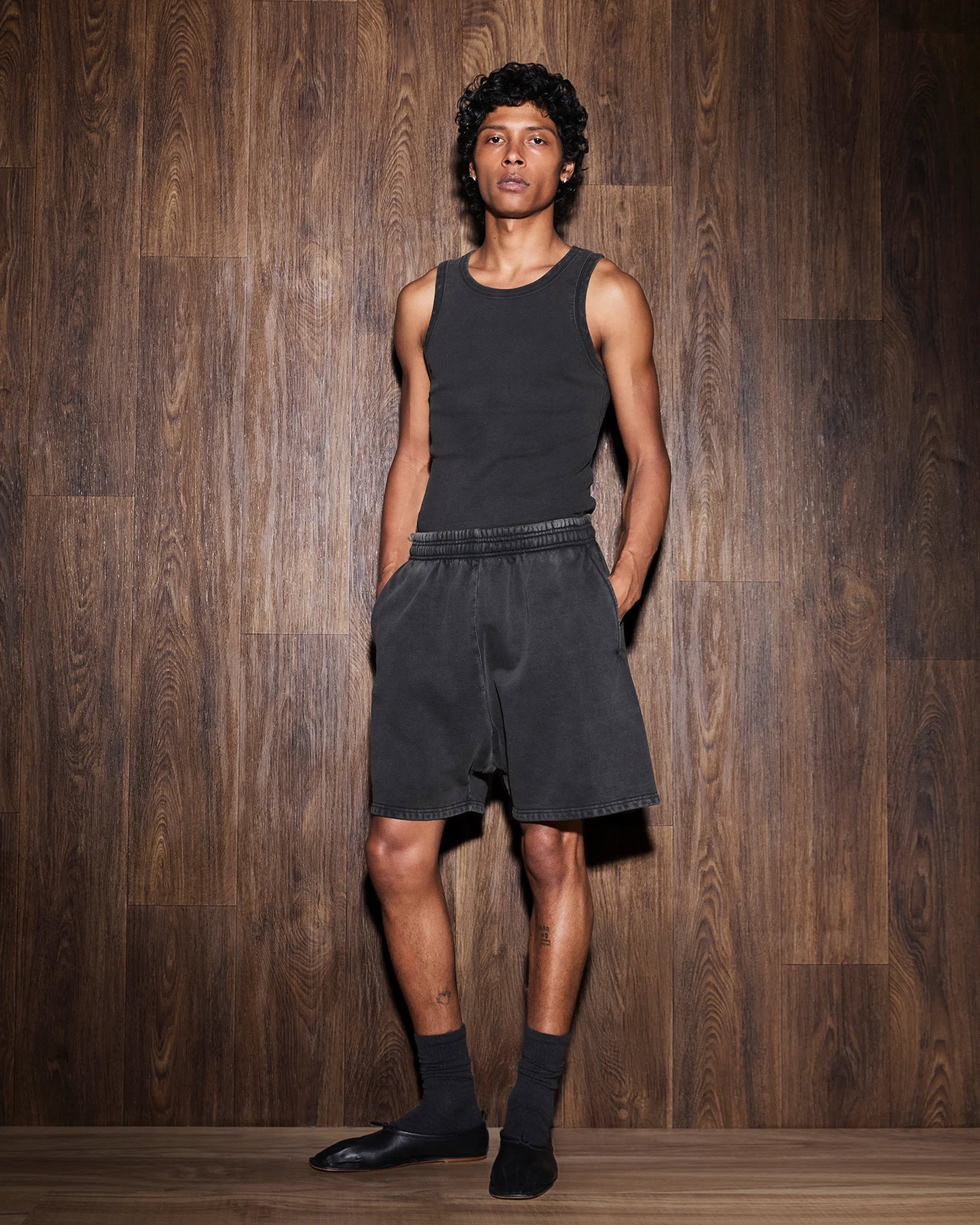 Entire studios・entire studio -  RIB TANK / WASHED BLACK