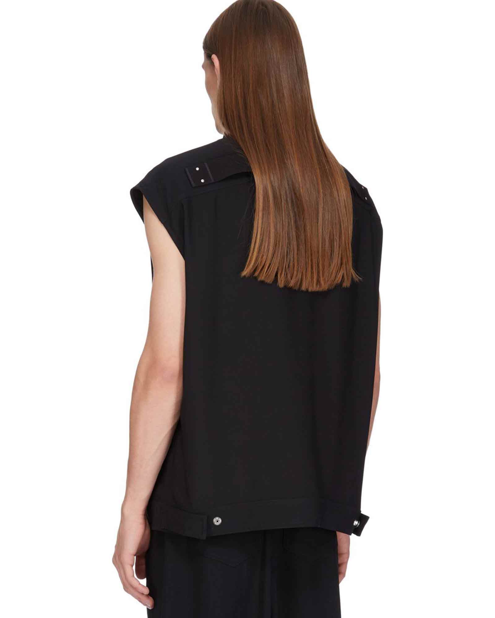 RICK OWENS・リック オウエンス - シャツ SLEEVELESS JUMBO OUTERSHIRT / BLACK