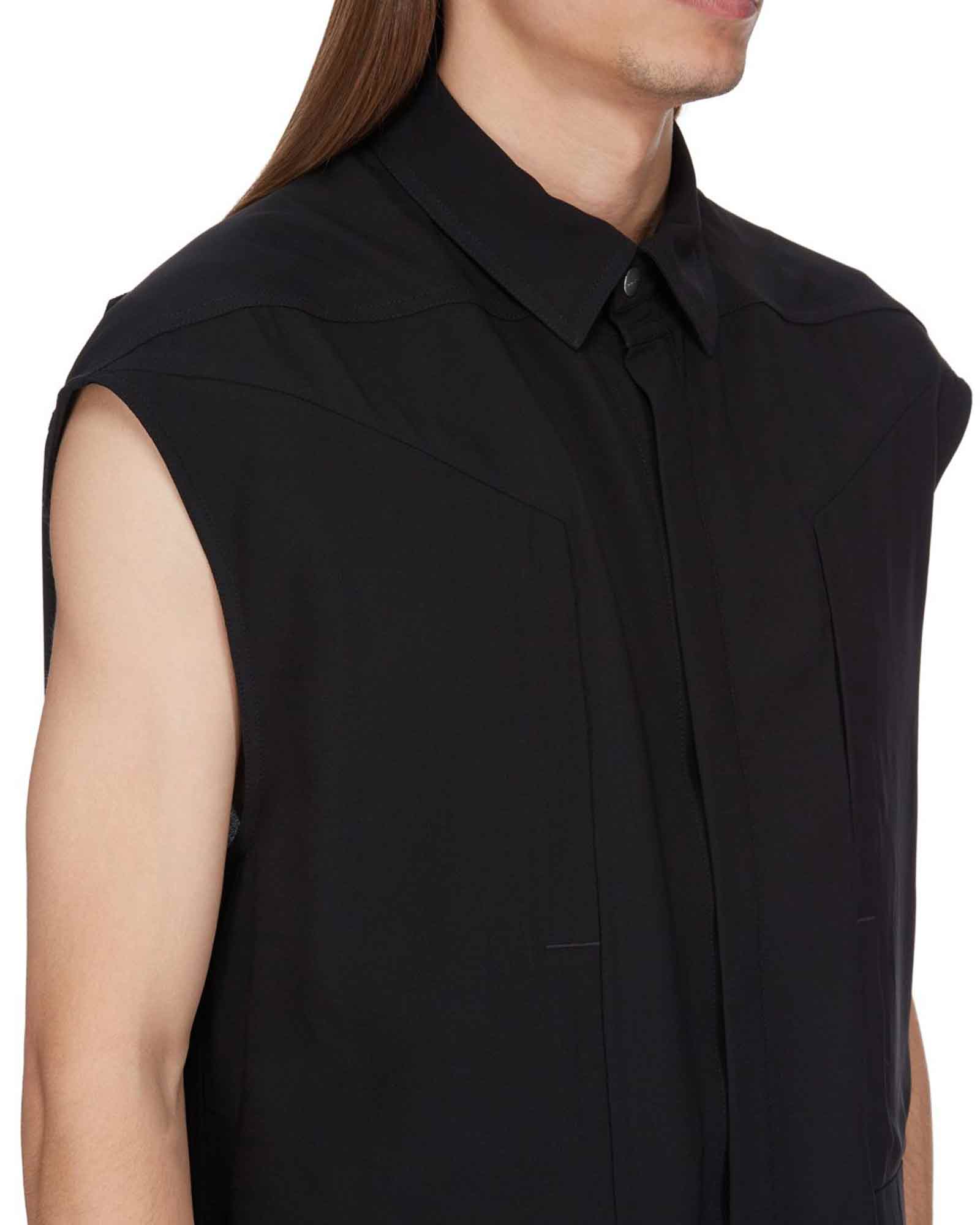 RICK OWENS・リック オウエンス - シャツ SLEEVELESS JUMBO OUTERSHIRT / BLACK