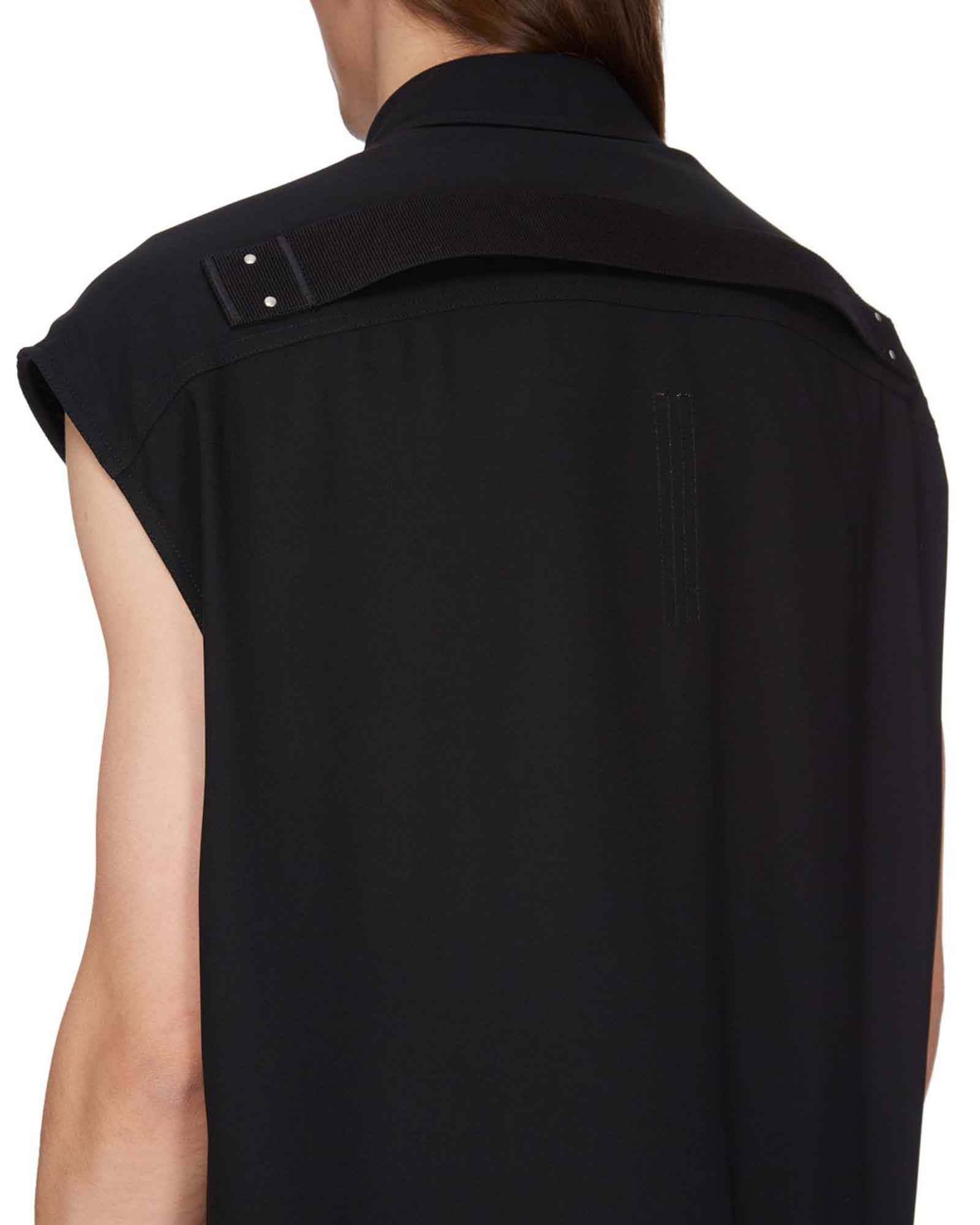 RICK OWENS・リック オウエンス - シャツ SLEEVELESS JUMBO OUTERSHIRT / BLACK