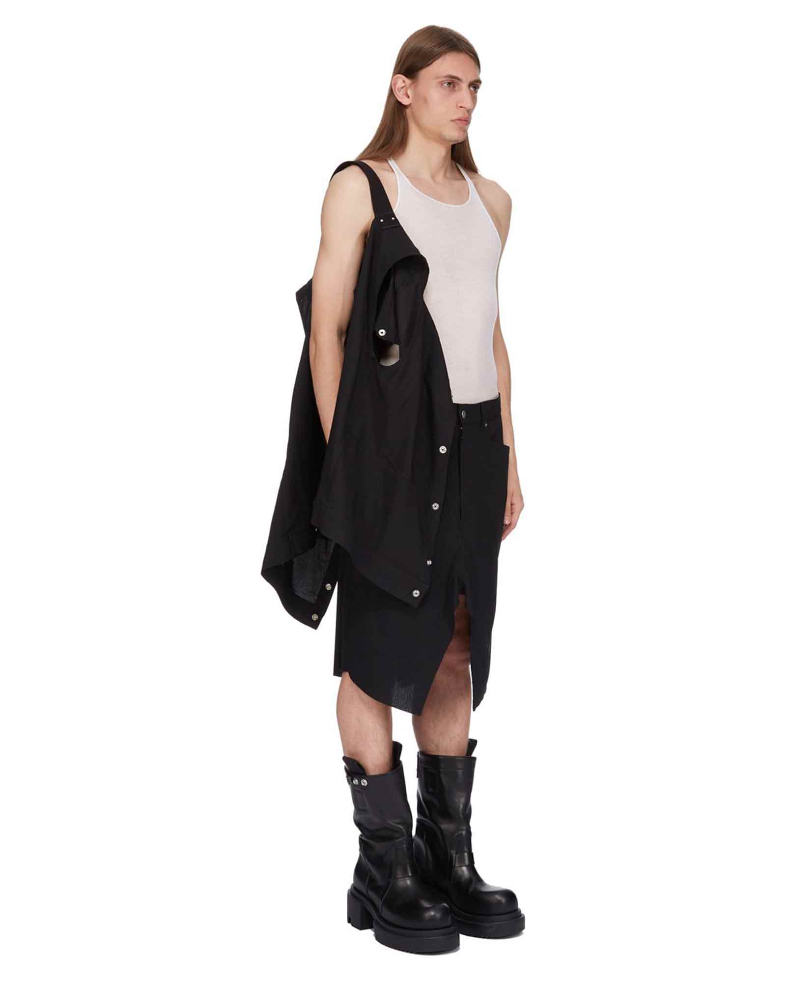 RICK OWENS・リック オウエンス - シャツ SLEEVELESS JUMBO OUTERSHIRT / BLACK