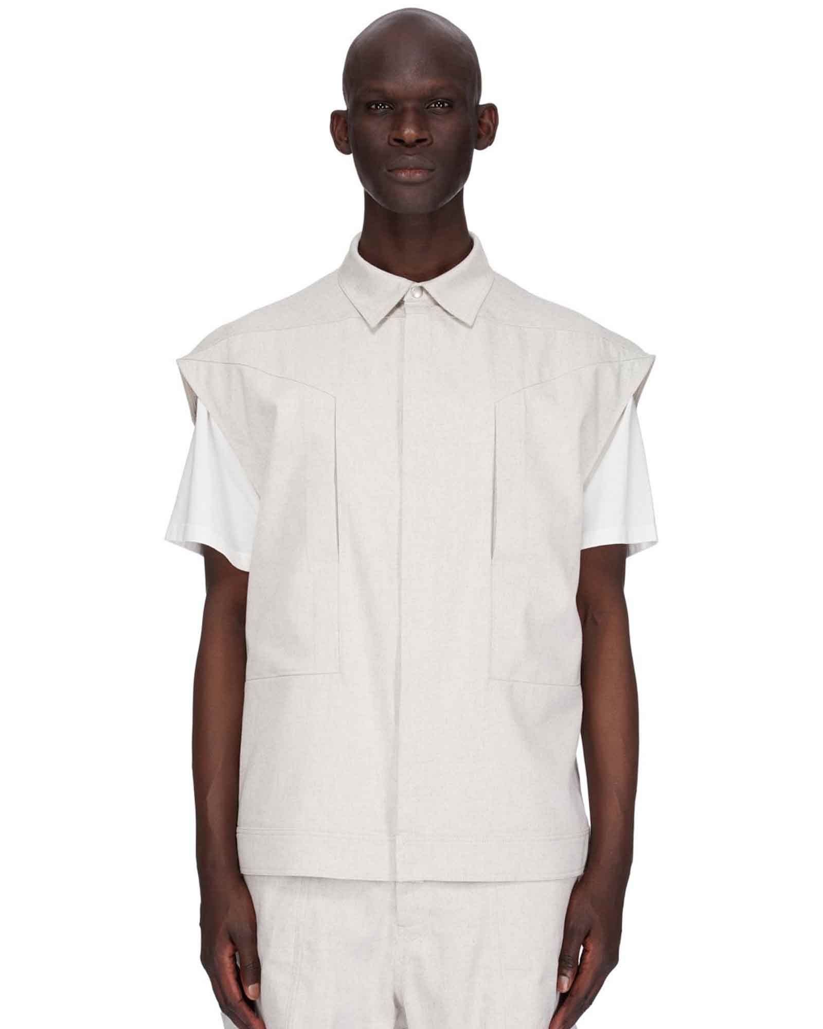 RICK OWENS・リック オウエンス - シャツ SLEEVELESS JUMBO OUTERSHIRT / DINGE