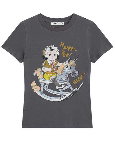 OPEN YY (オープン ワイワイ) ASS26 ROCKING BABY TEE / CHARCOAL