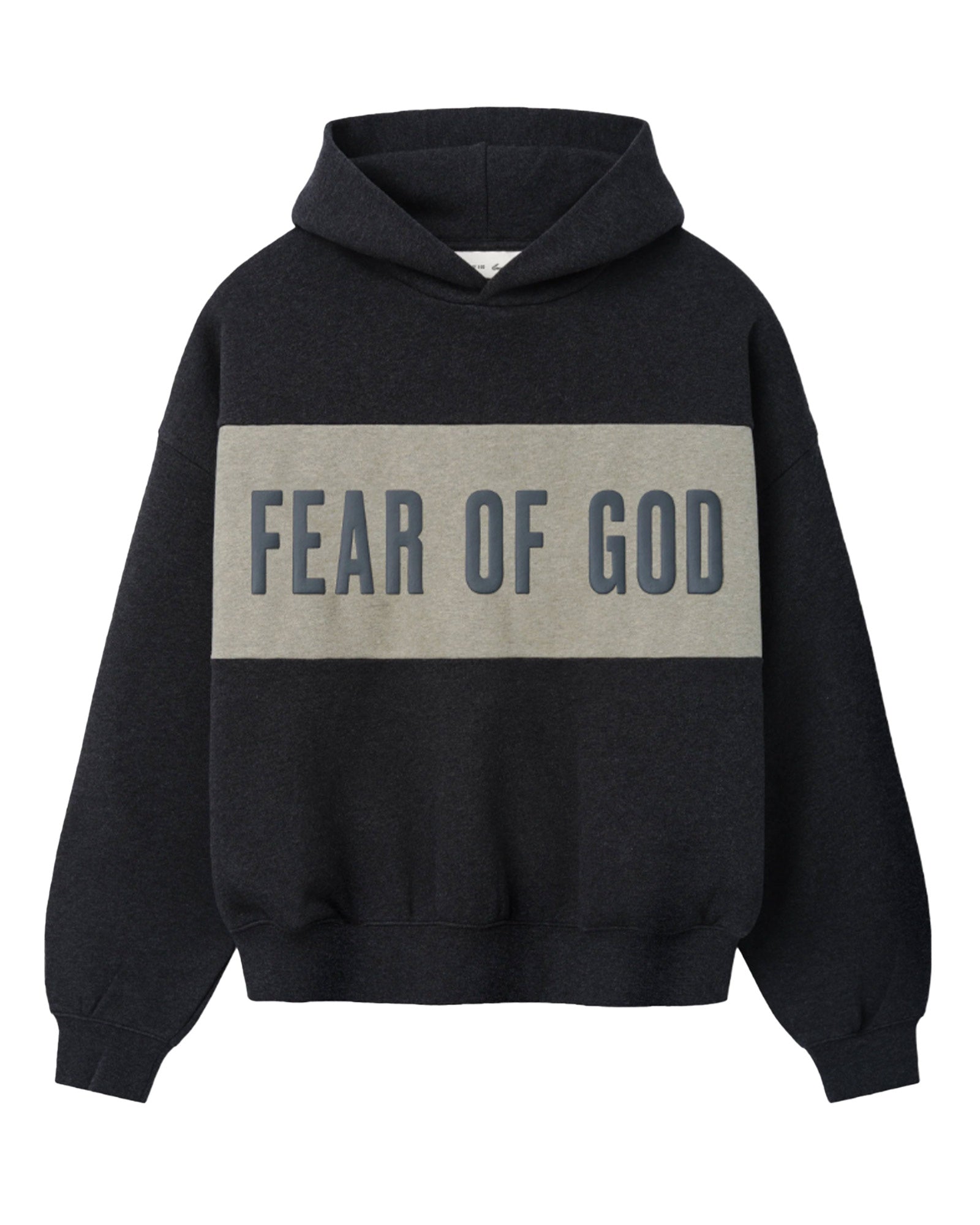 CROPPED RELAXED PANELLED HOODIE / IRON GREY HEATHER/ SEAL HEATHER