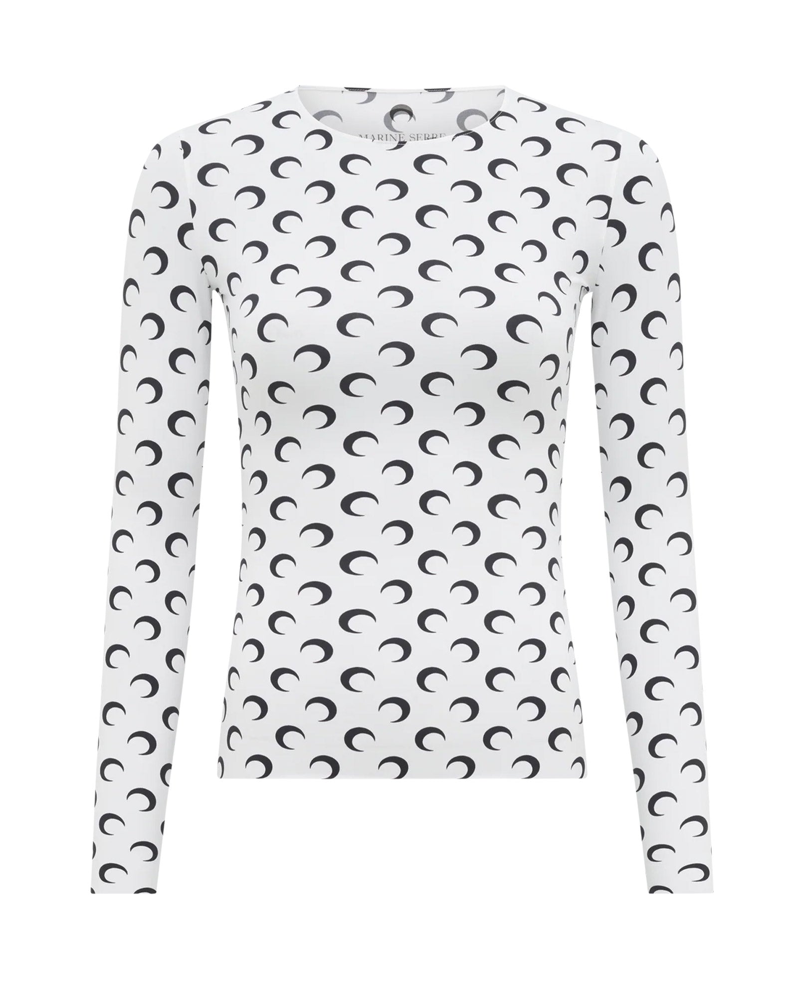 MOON PRINTED JERSEY LS CREWNECK TOP / OPTICAL WHITE