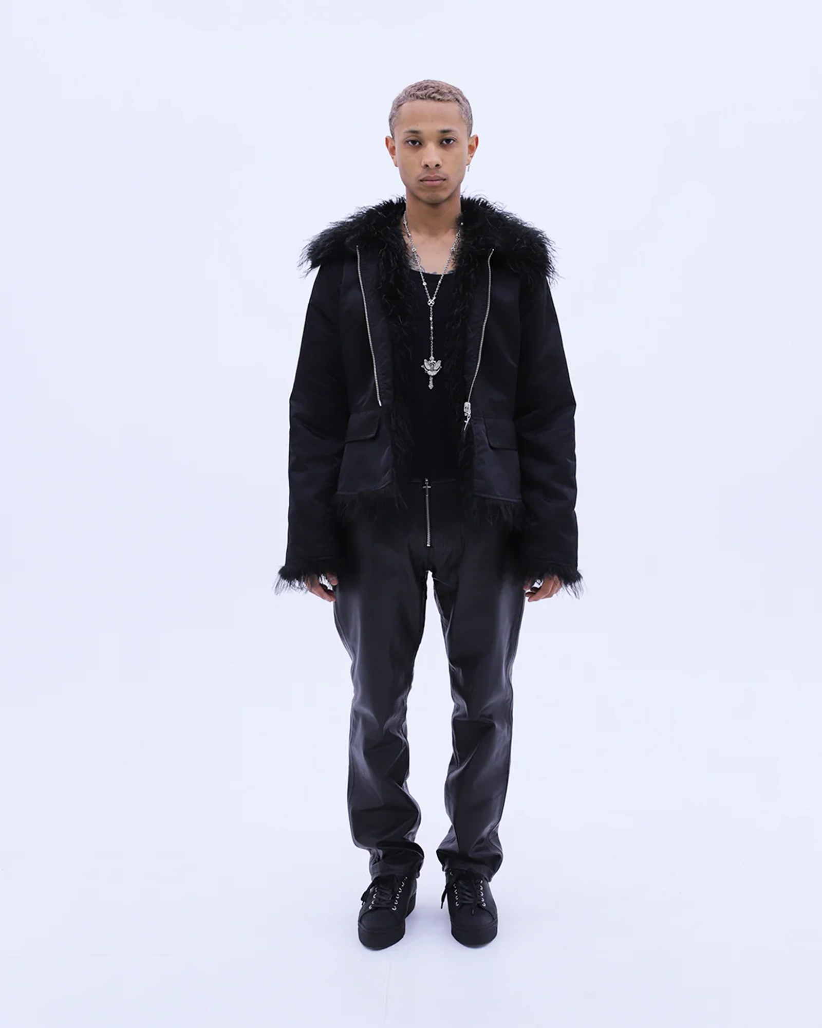 LAST NEST・ラストネスト - ジャケット REVERSIBLE FUR JACKET / BLACK
