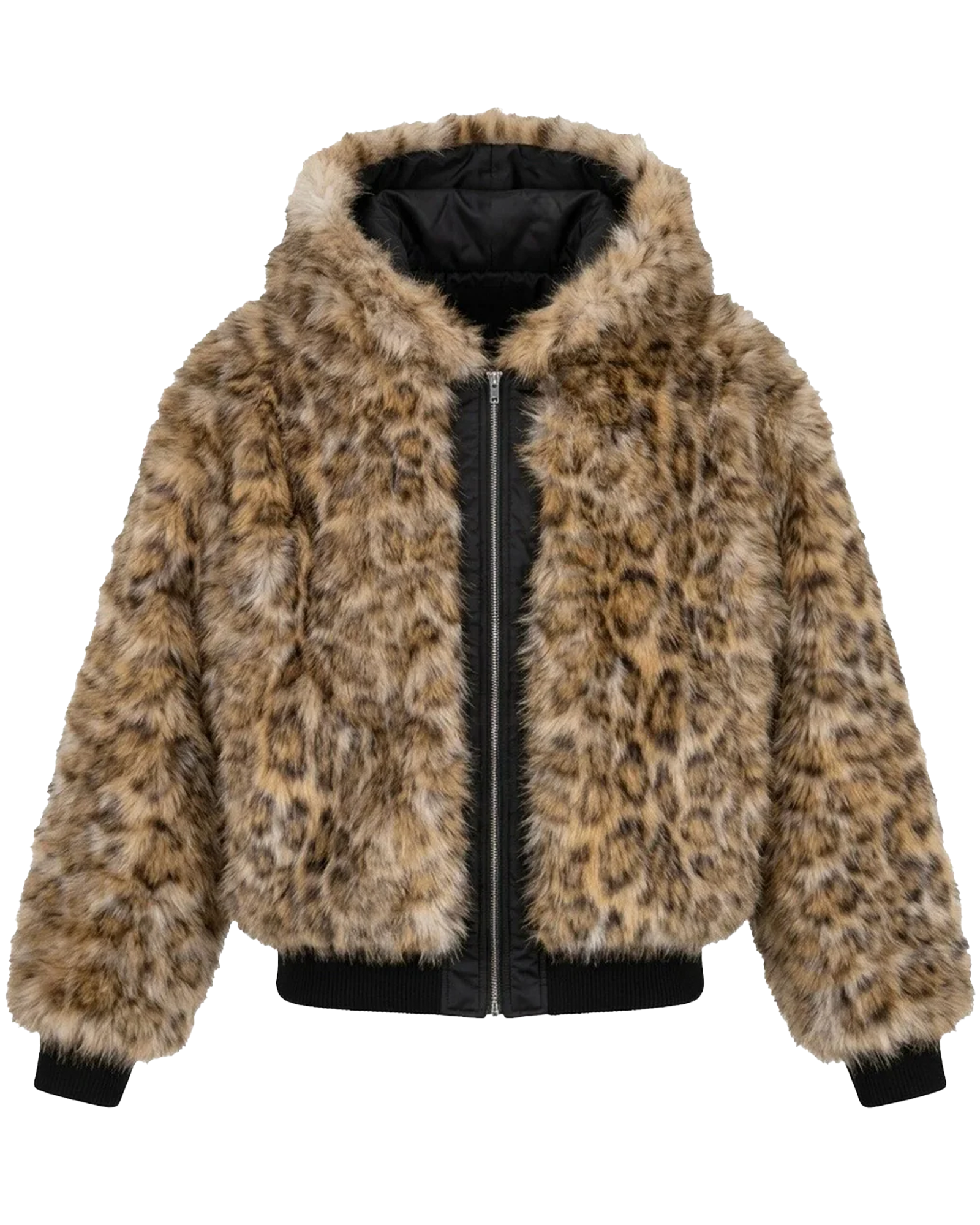 LAST NEST・ラストネスト - ジャケット REVERSIBLE LEOPARD FUR JACKET / BLACK
