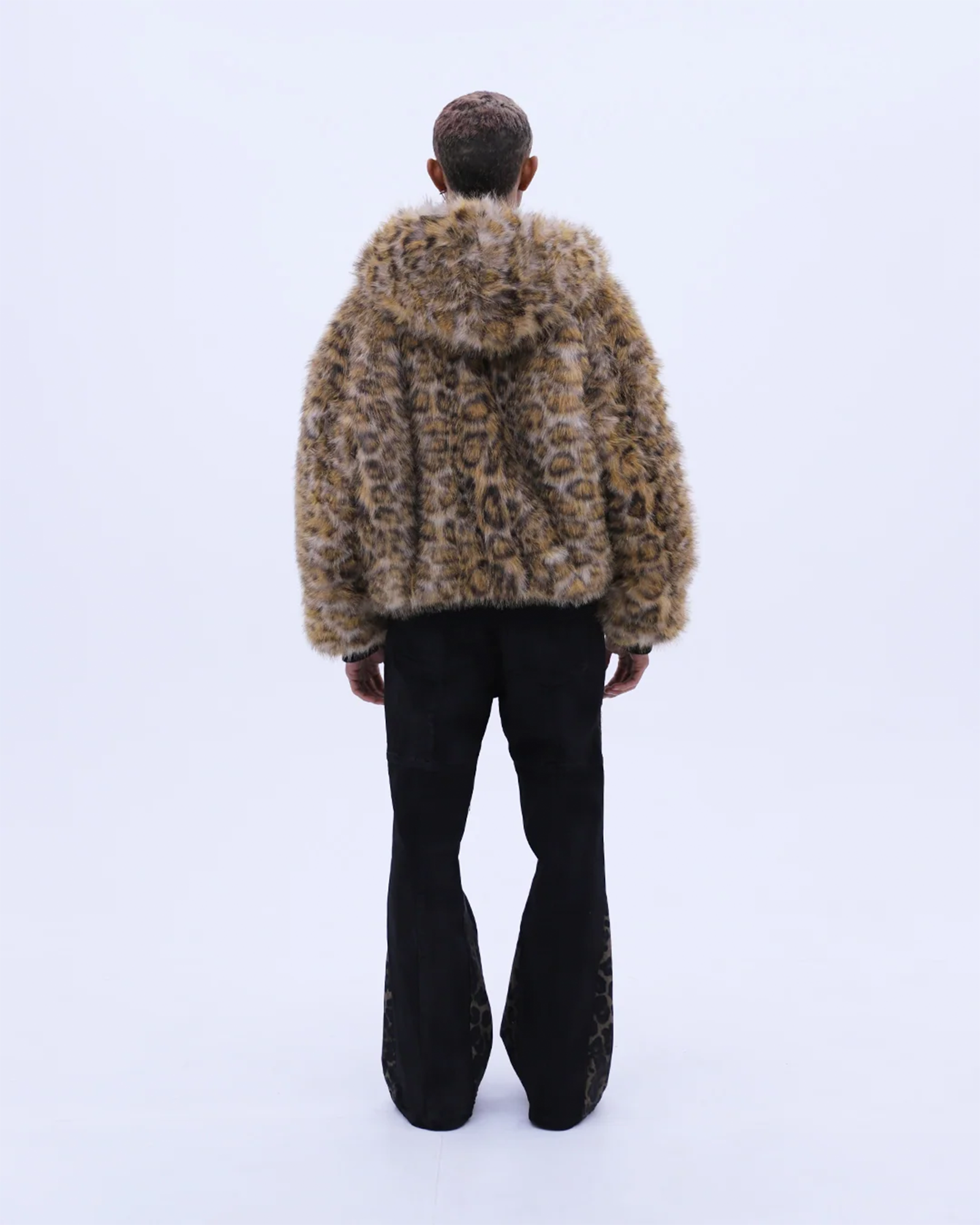 LAST NEST・ラストネスト - ジャケット REVERSIBLE LEOPARD FUR JACKET / BLACK