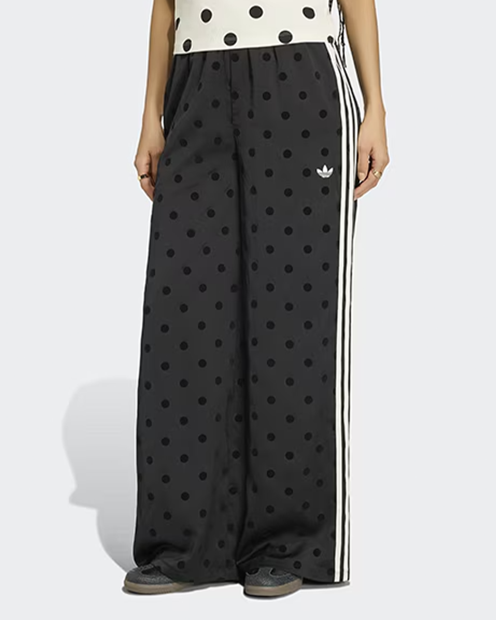 adidas・アディダス - ジャージ・トラックパンツ SATIN POLKA DOT WIDE-LEG PANTS / BLACK