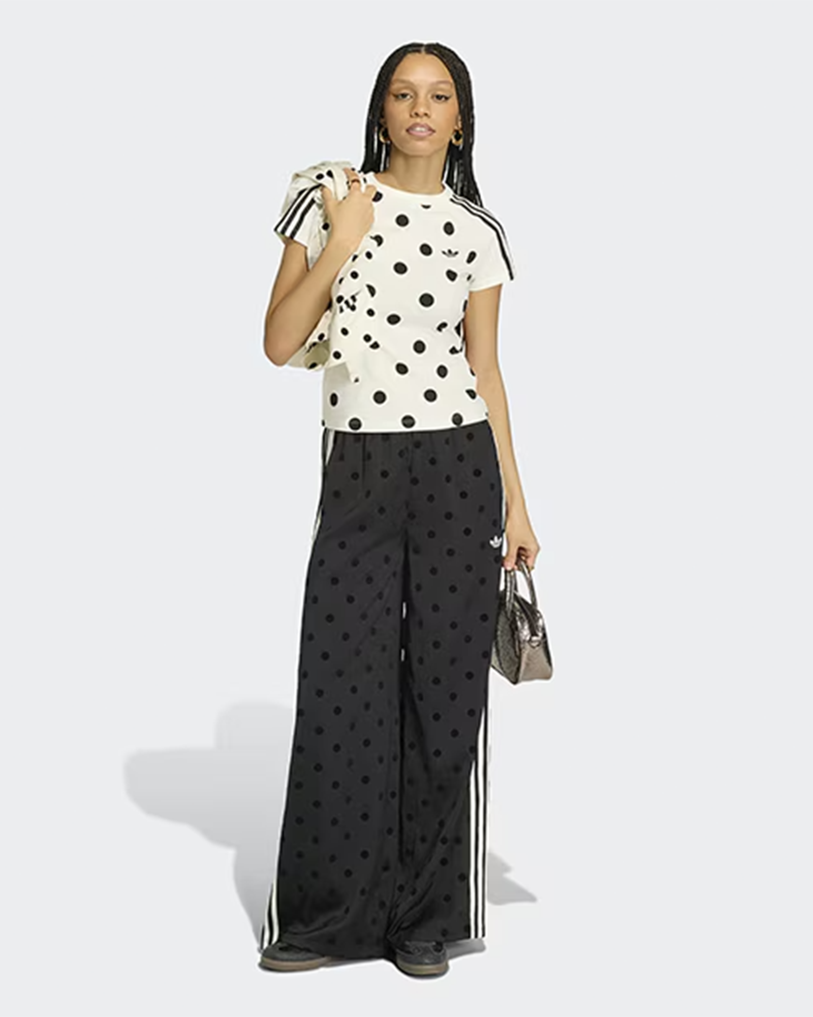 adidas・アディダス - ジャージ・トラックパンツ SATIN POLKA DOT WIDE-LEG PANTS / BLACK