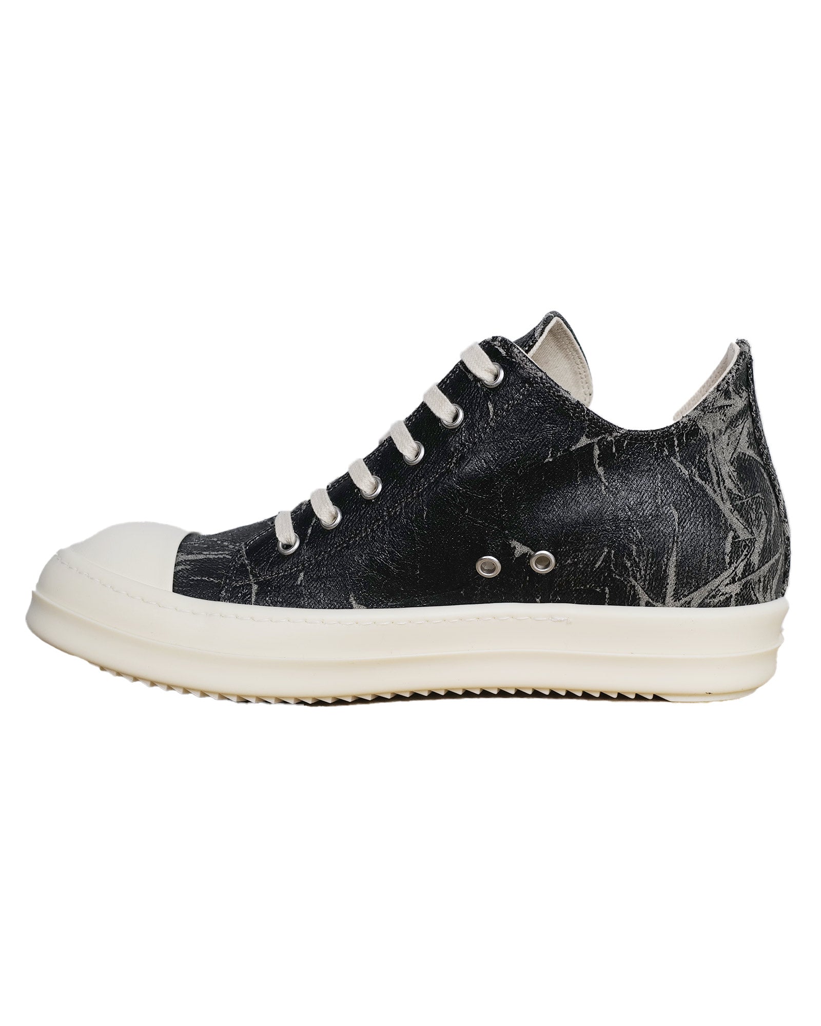 RICK OWENS DRKSHDW・リックオウエンス ダークシャドウ - ローカットスニーカー SCARPE IN DENIM - LOW SNEAKS / BLACK WASHED FOIL/MILK/MILK