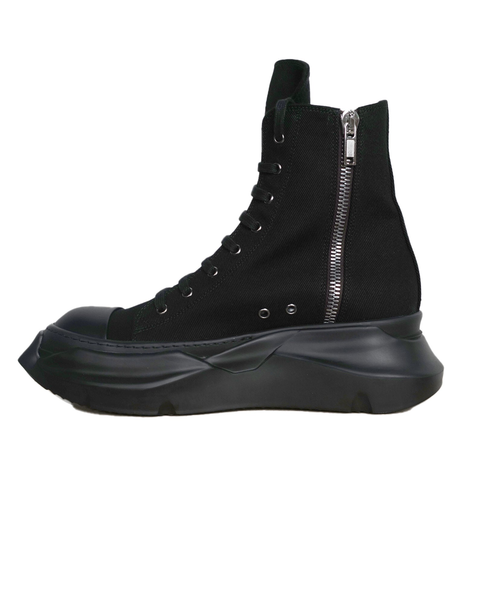 RICK OWENS DRKSHDW・リックオウエンス ダークシャドウ - ハイカットスニーカー SCARPE IN DENIM - CARGO ABSTRACT SNEAKS / ALL BLACK