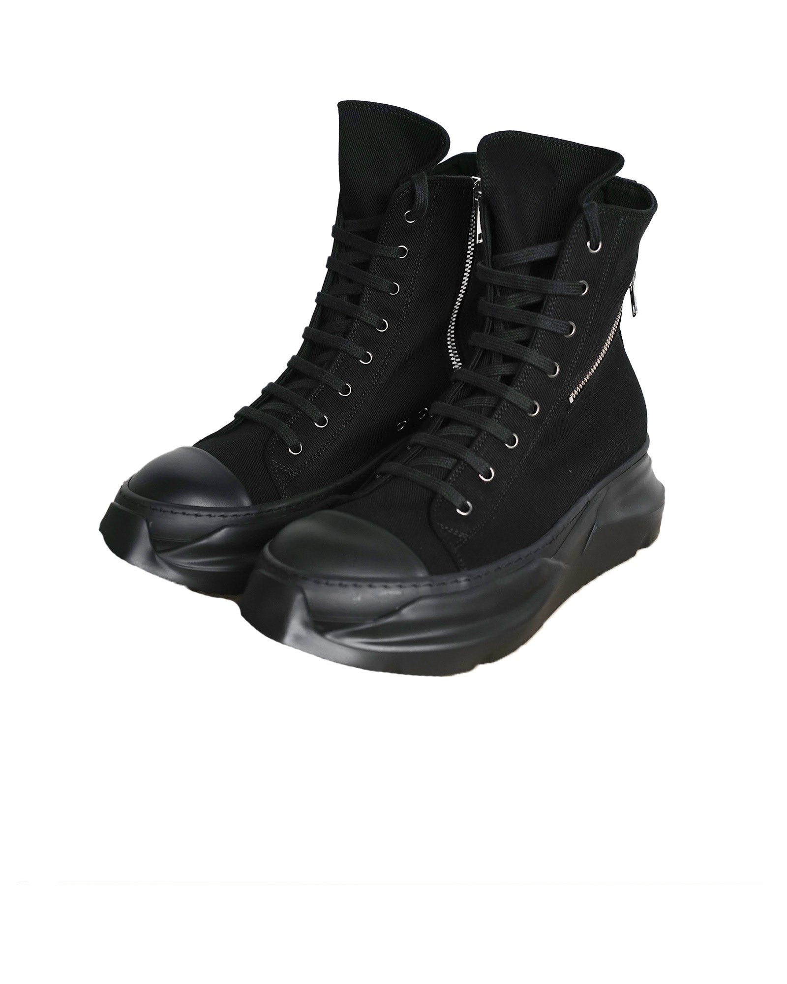 RICK OWENS DRKSHDW・リックオウエンス ダークシャドウ - ハイカットスニーカー SCARPE IN DENIM - CARGO ABSTRACT SNEAKS / ALL BLACK