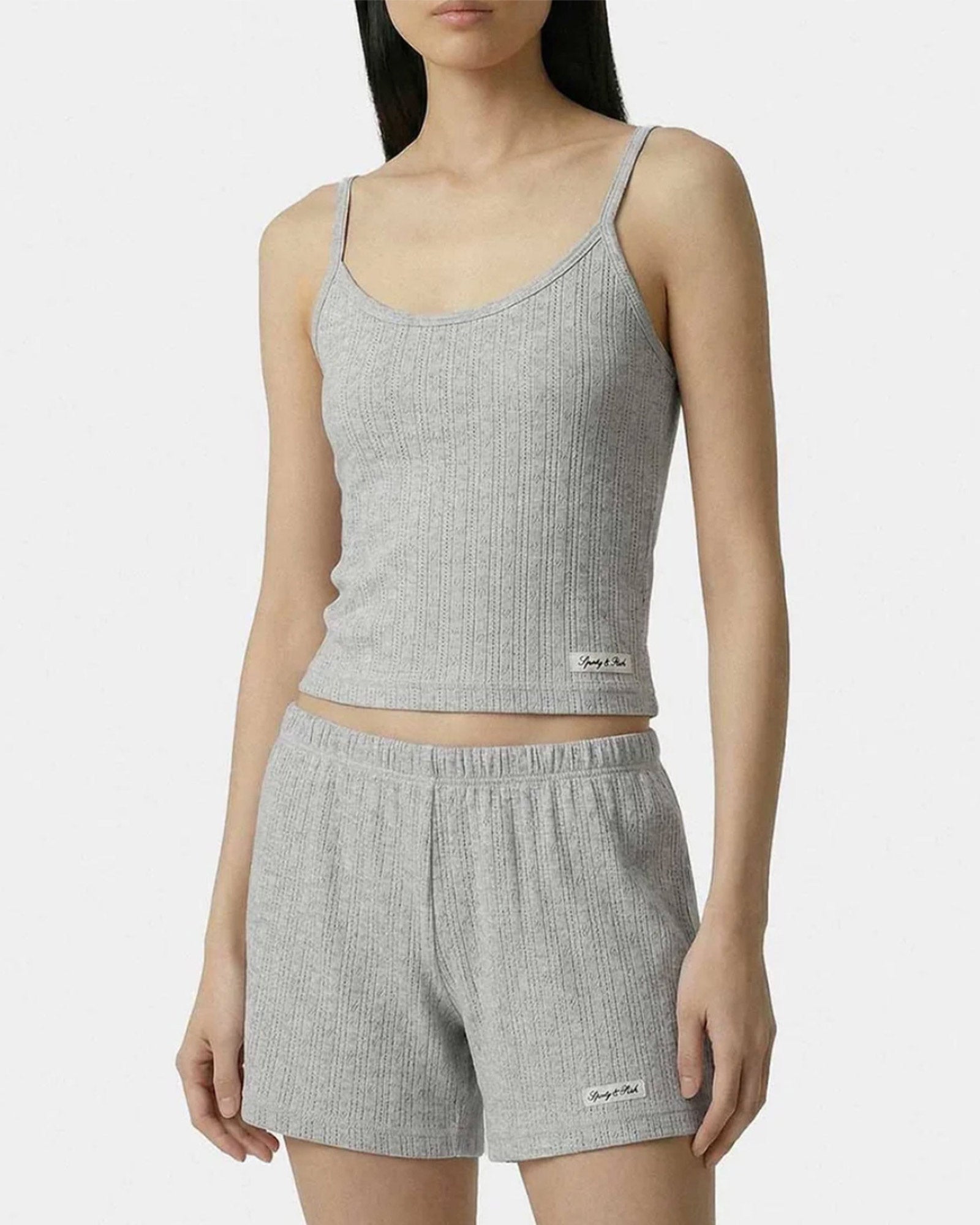 SPORTY&RICH・スポーティーアンドリッチ - ハーフ・ショートパンツ SIGNATURE LOGO POINTELLE SHORT
/ HEATHER GRAY