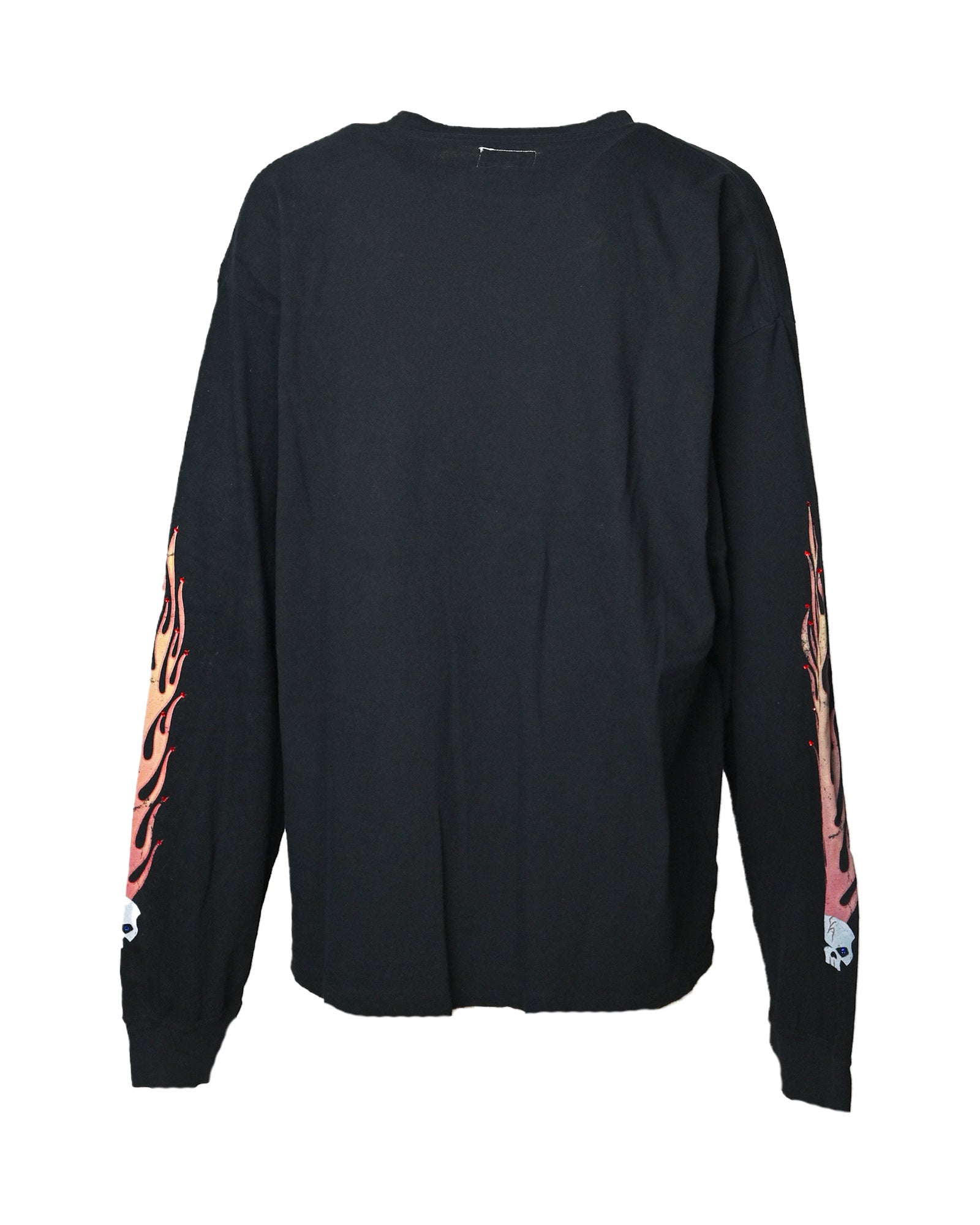 KAMIYA・Kamiya -  "SKULL FLAME" DISTRESSED L/S T-SHIRT APPLICATION EXCLUSIVE/ BLACK