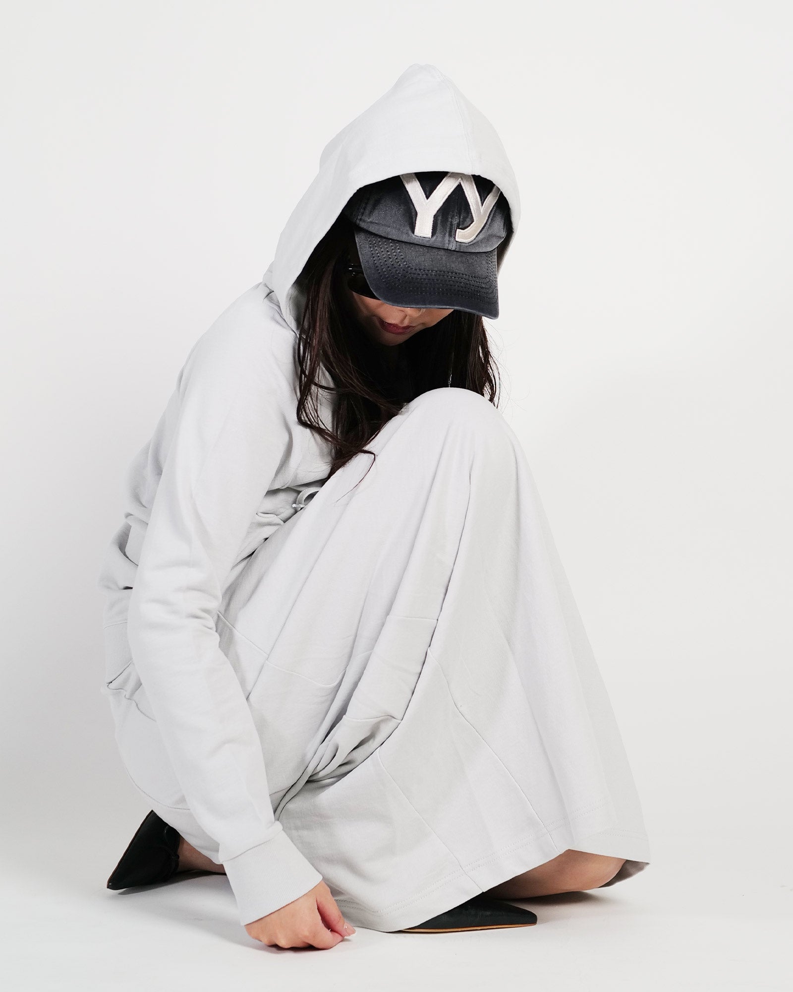 OPEN YY・オープン ワイワイ - スカート・ワンピース SLANT JERSEY SKIRT / LIGHT GRAY