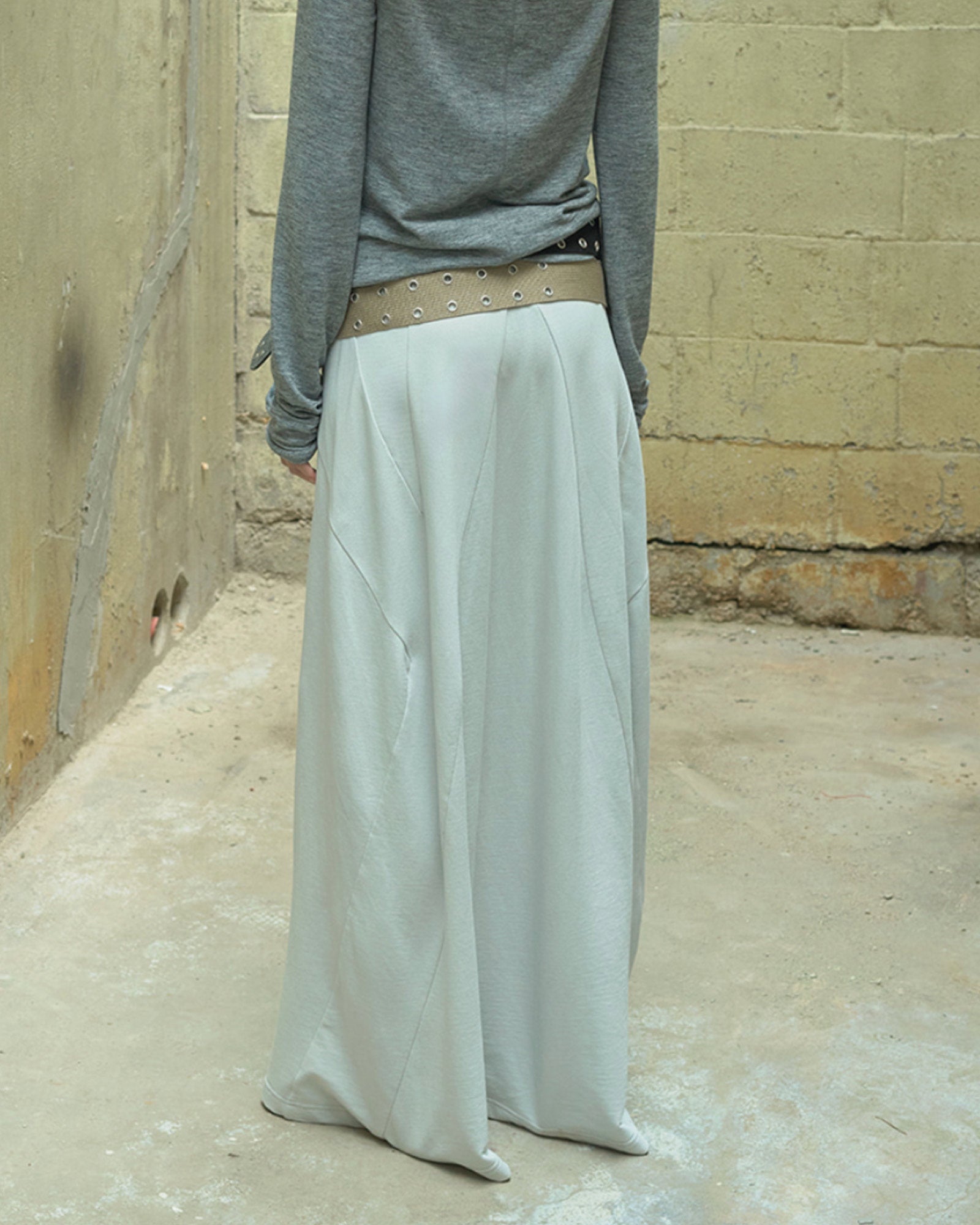 OPEN YY・オープン ワイワイ - スカート・ワンピース SLANT JERSEY SKIRT / LIGHT GRAY