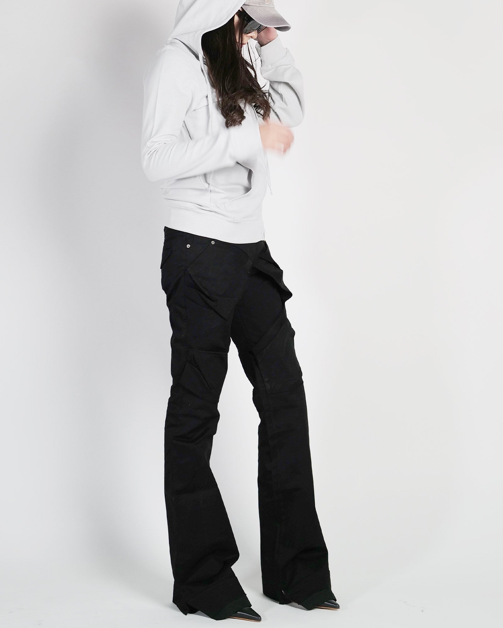 OPEN YY・オープン ワイワイ - デニムパンツ GATHERED BOOTCUT PANTS / BLACK