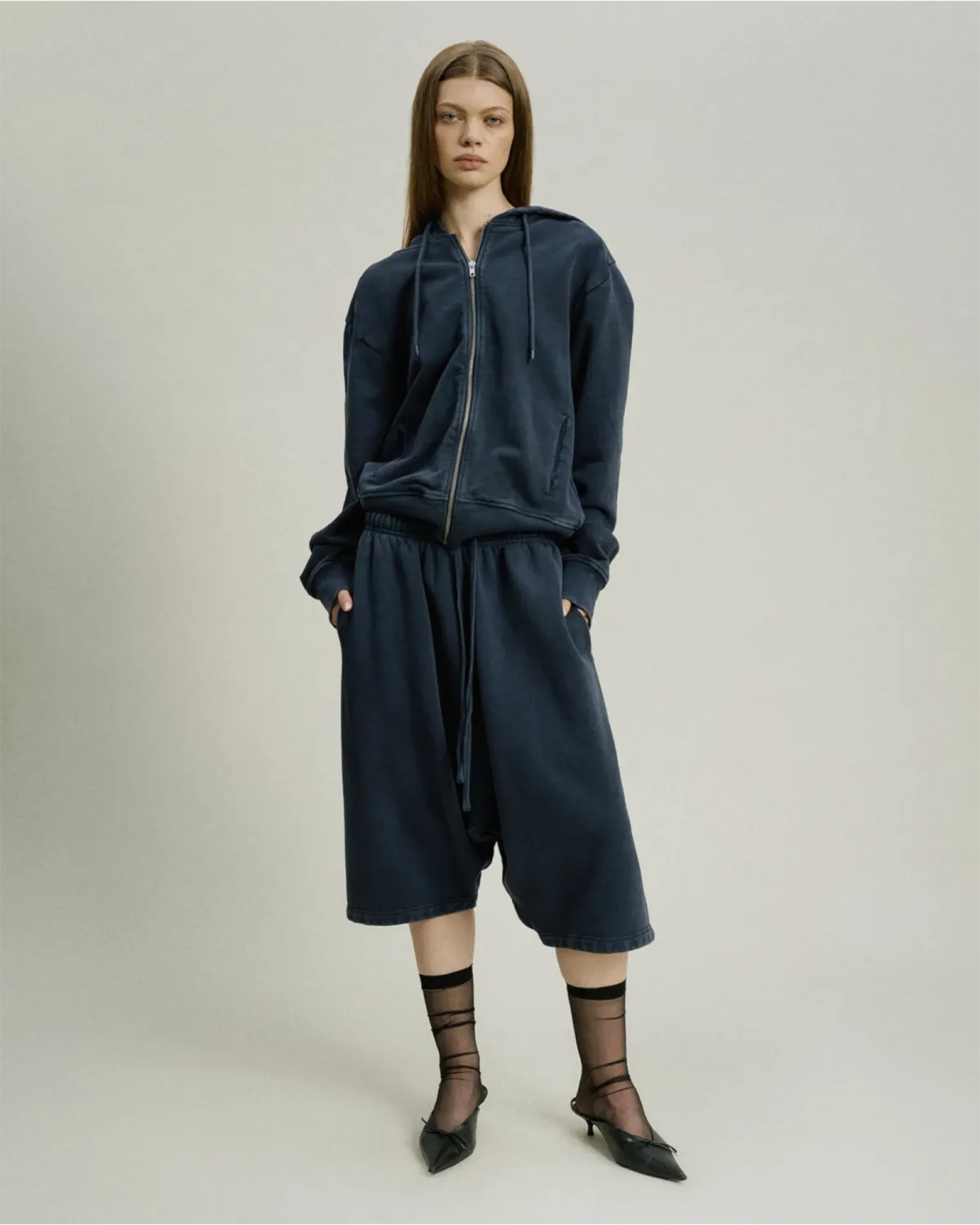 Entire studios・entire studio -  SLIM ZIP UP / SALTED NAVY