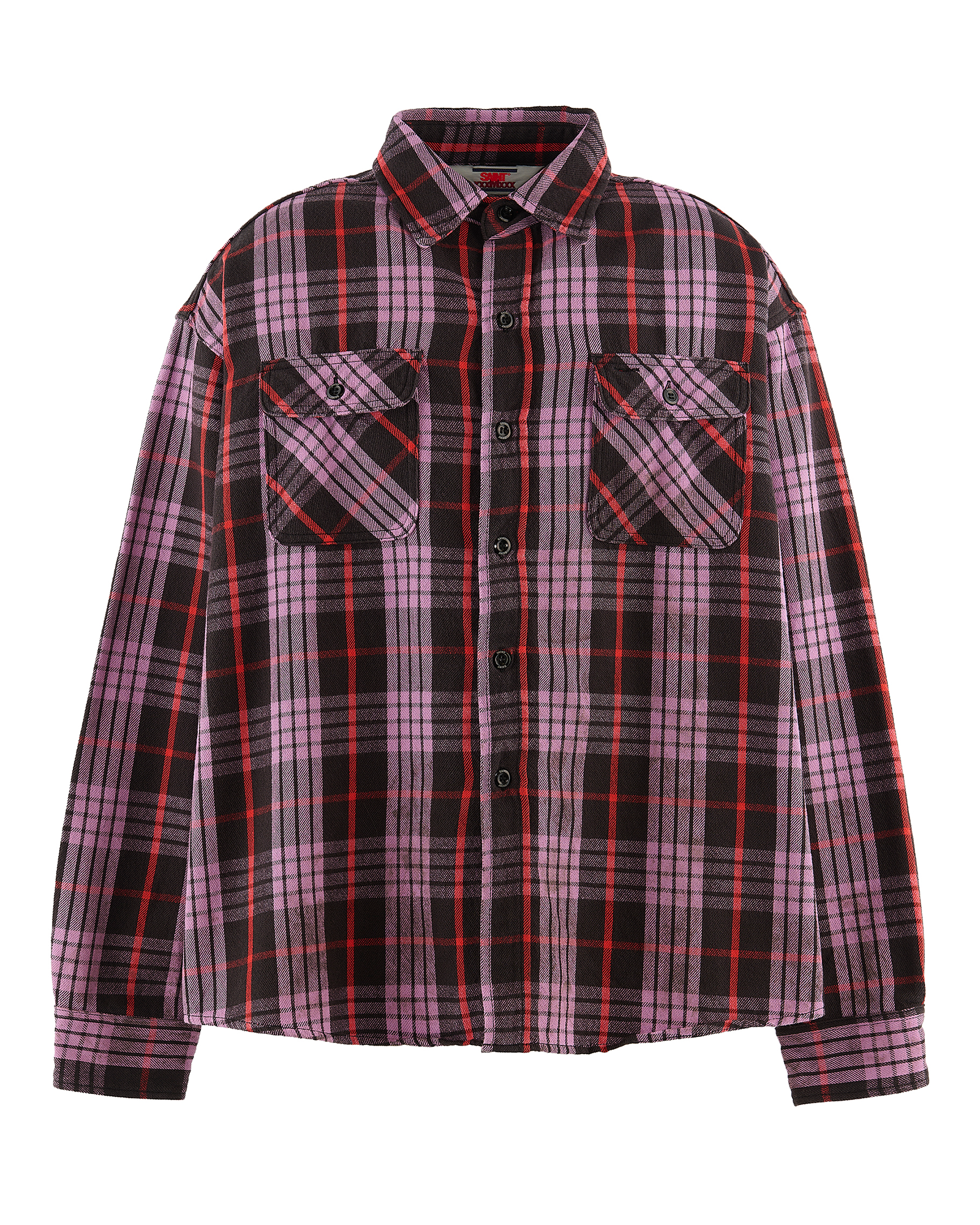 ©SAINT M××××××・セントマイケル - シャツ FLANNNEL SHIRT/CHECK / PURPLE