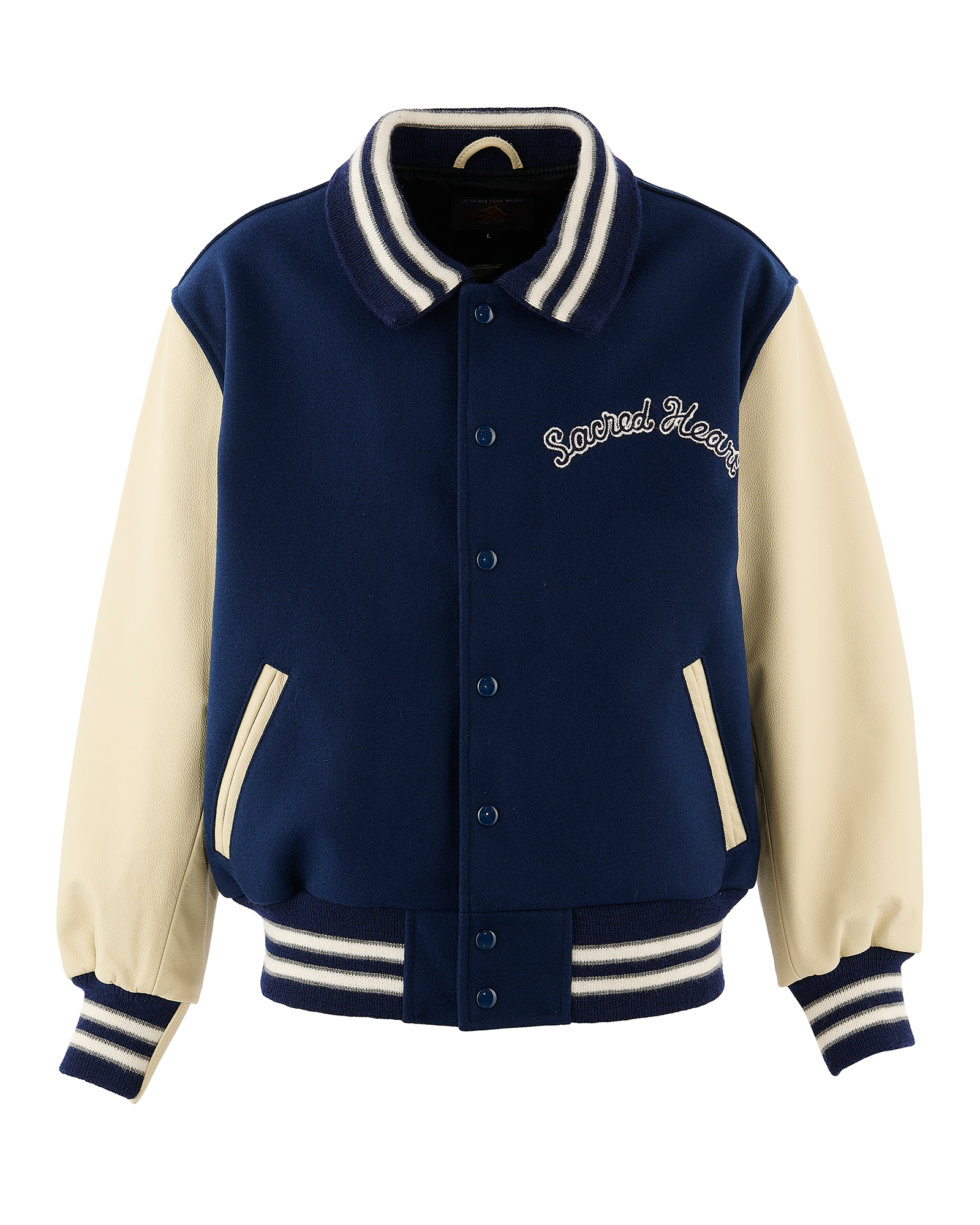 ©SAINT M××××××・セントマイケル - ジャケット GB_VARSITY JKT/SARED HEART / NAVY+WHITE