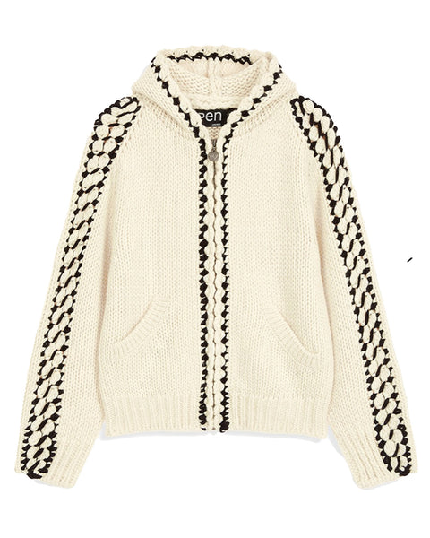 OPEN YY (オープン ワイワイ) STITCH ZIP UP KNIT HOODIE