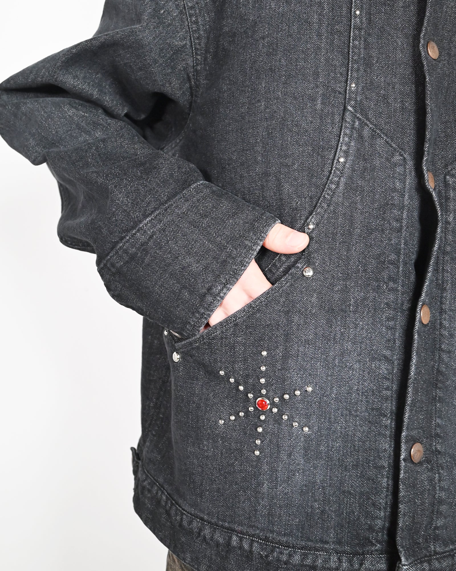 SWJP・エスダブリュージェーピー - デニムジャケット STUDS WORK JACKET / GREY